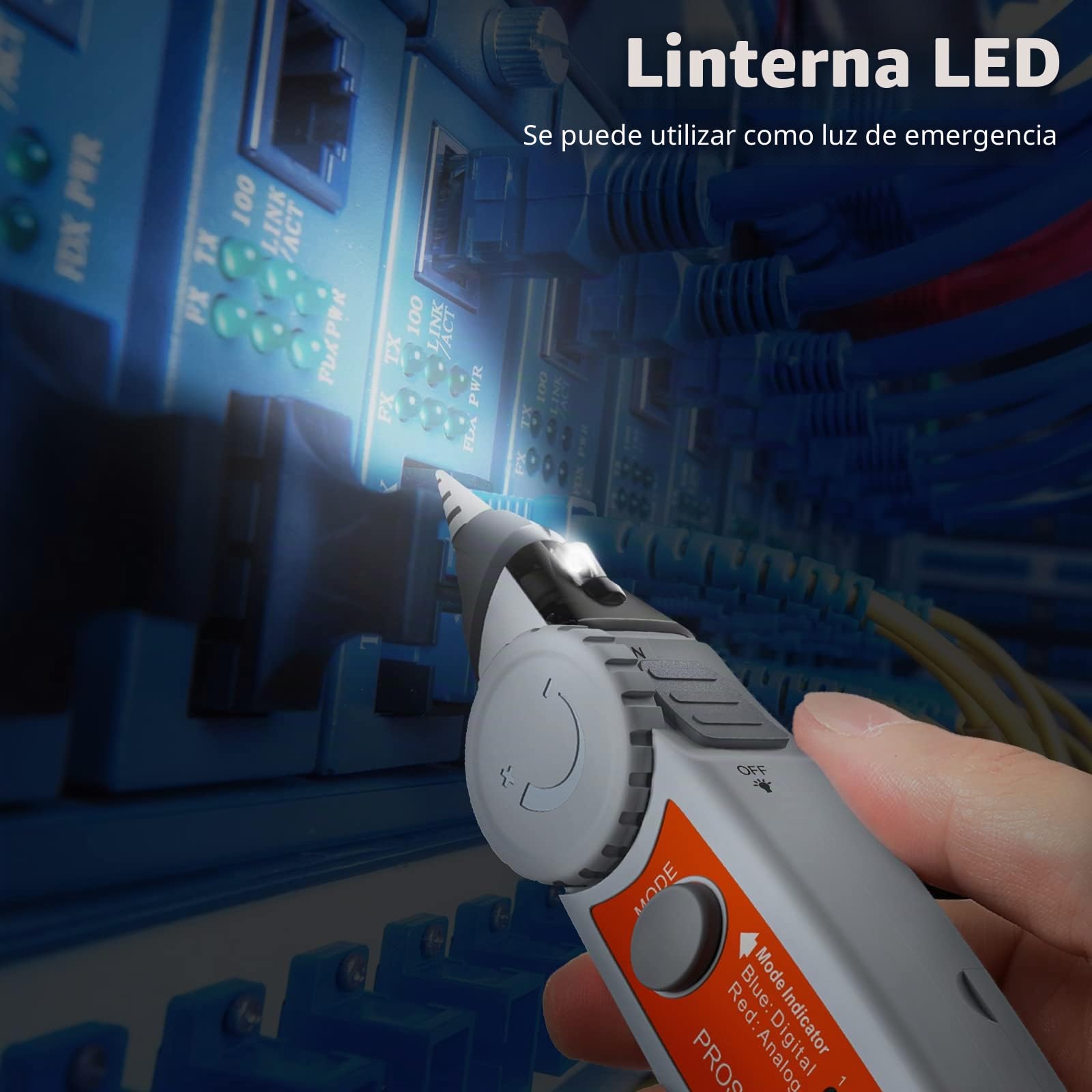 Proster Comprobador de Cables RJ45 RJ11 con Pantalla LCD Tester de Cables 2 Modos para Voltaje Continuidad Polaridad POE Localizador de Líneas Multifuncional para Ethernet Líneas Telefónicas