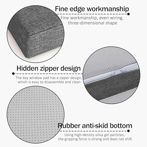 Miniatura 3 de Cojín de banco de 30 colores, lavable, antideslizante, grueso, para tapicería, para banco de zapatos, ventana de bahía, cocina, jardín, banco o