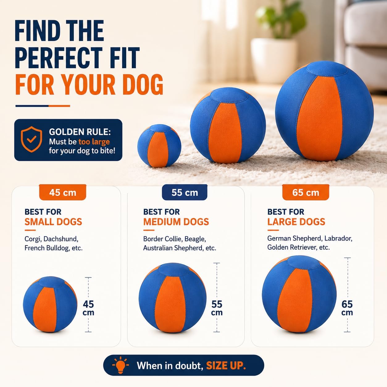 Generisch 55cm Herding Ball für Hunde, interaktiver Hundespielzeugball, Training, Kauspielzeug, Haustierbedarf, bissfestes Design, für Bereicherung, Bauernhof Hütehunde und viele andere Hunderassen