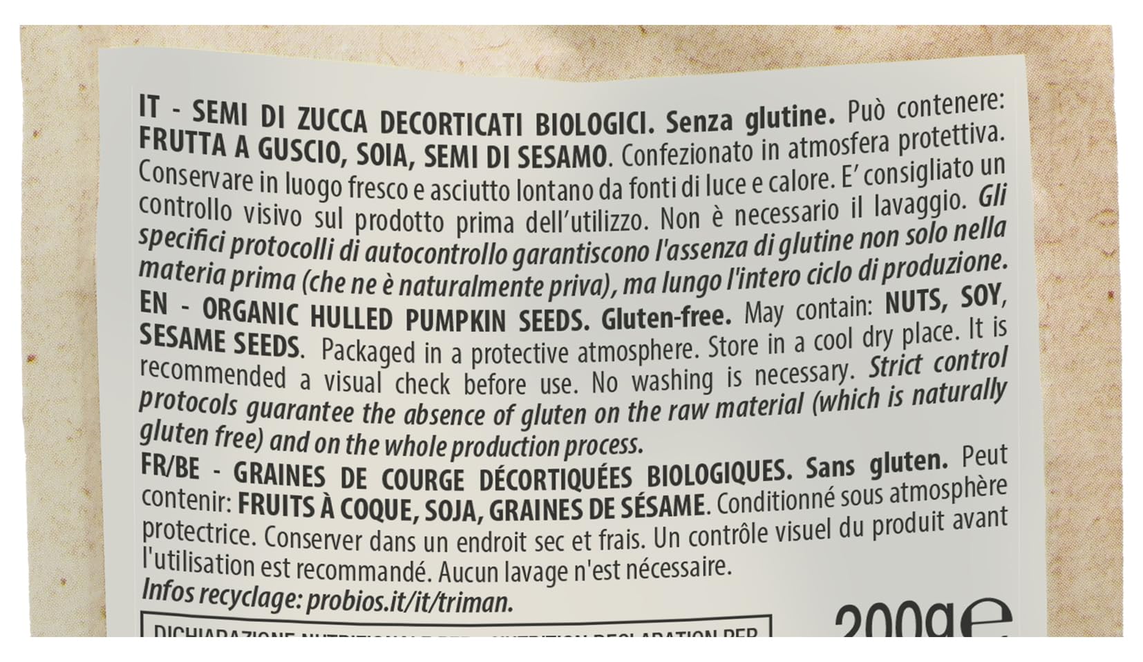 Probios Semi di Zucca Bio - Fonte di fibre e minerali - ideale sia per piatti cotti che crudi - Qualità Premium Semi Zucca - Confezione da 6 (6 x 200 g)
