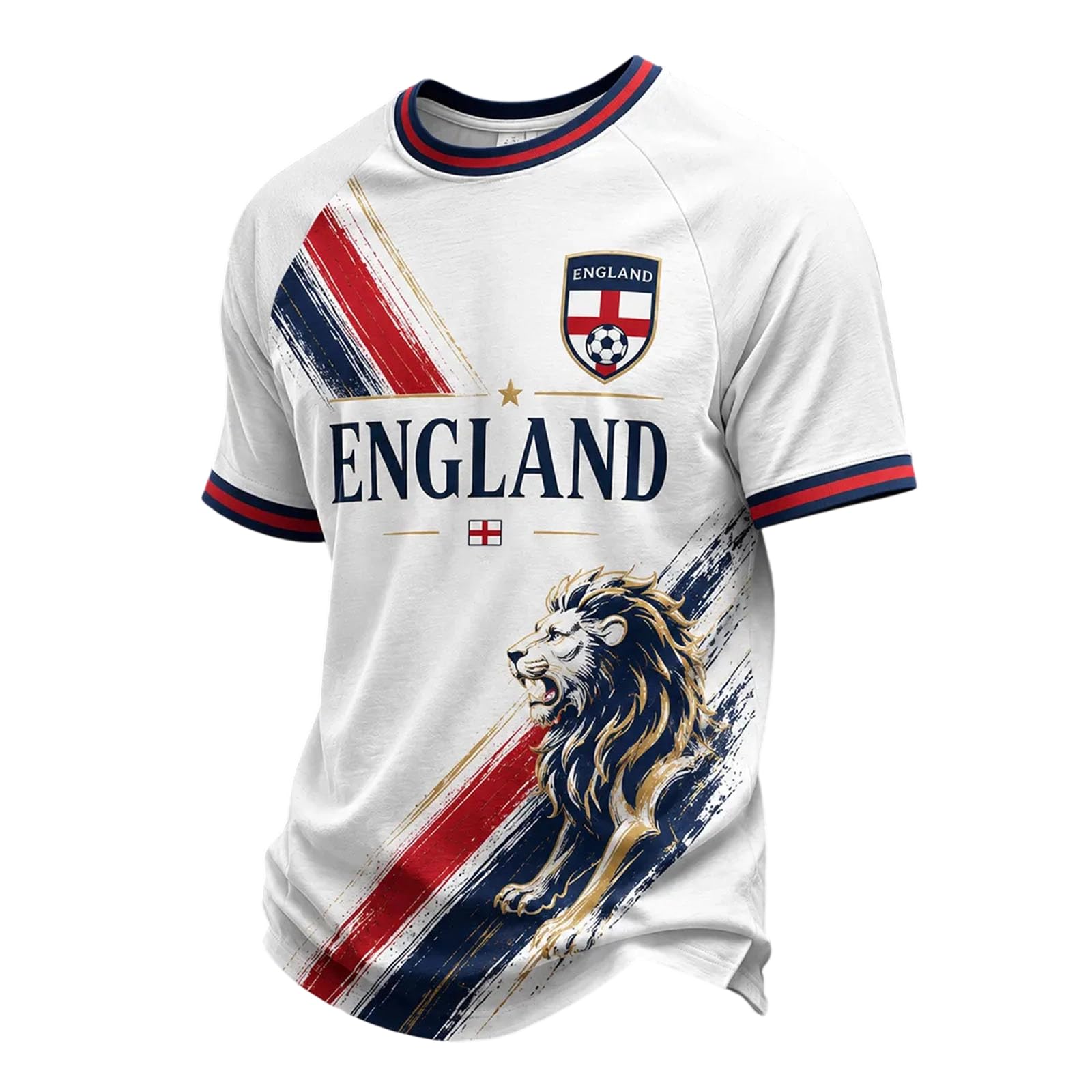 England Football Shirt 2026 Men's Short Sleeve World Cup T-Shirts Union Jack for Supporters of Football Casual Print Athletic Stretch Lightweight Breathable 04-Light Gray 3XL — image 1