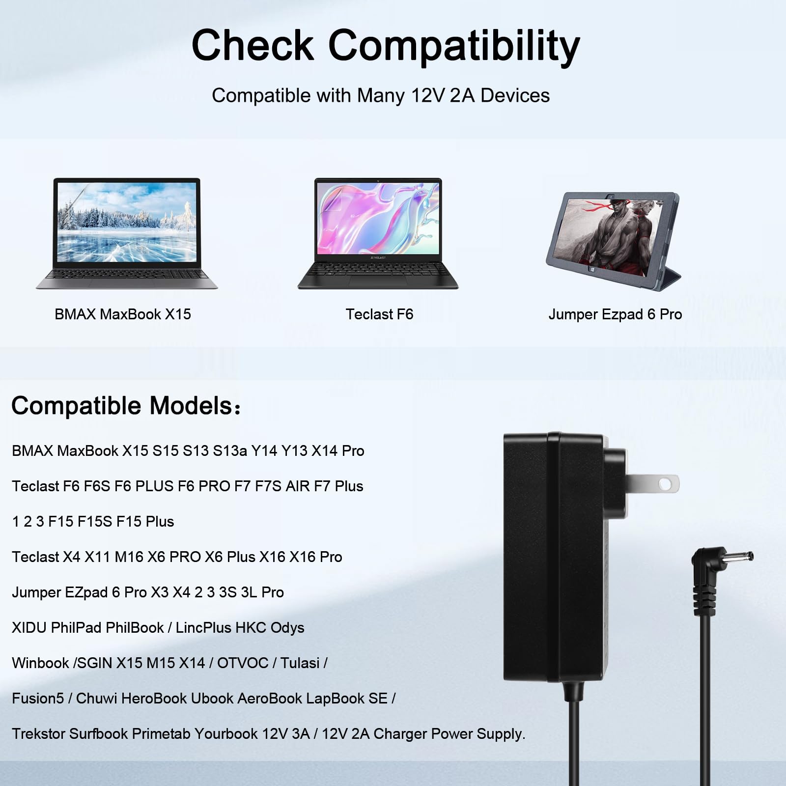 Amazon.com: 12V 3A 2A Charger Compatible with BMAX MaxBook X15 S15