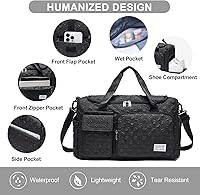 Vista 278 de Pequeña bolsa de gimnasio para mujer, bolsa de viaje con compartimento para zapatos