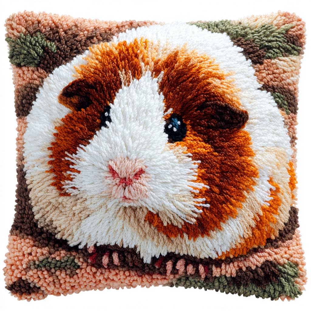 WallustrioaW Latch Hook Cushion Kits,Animal Guinea Pig