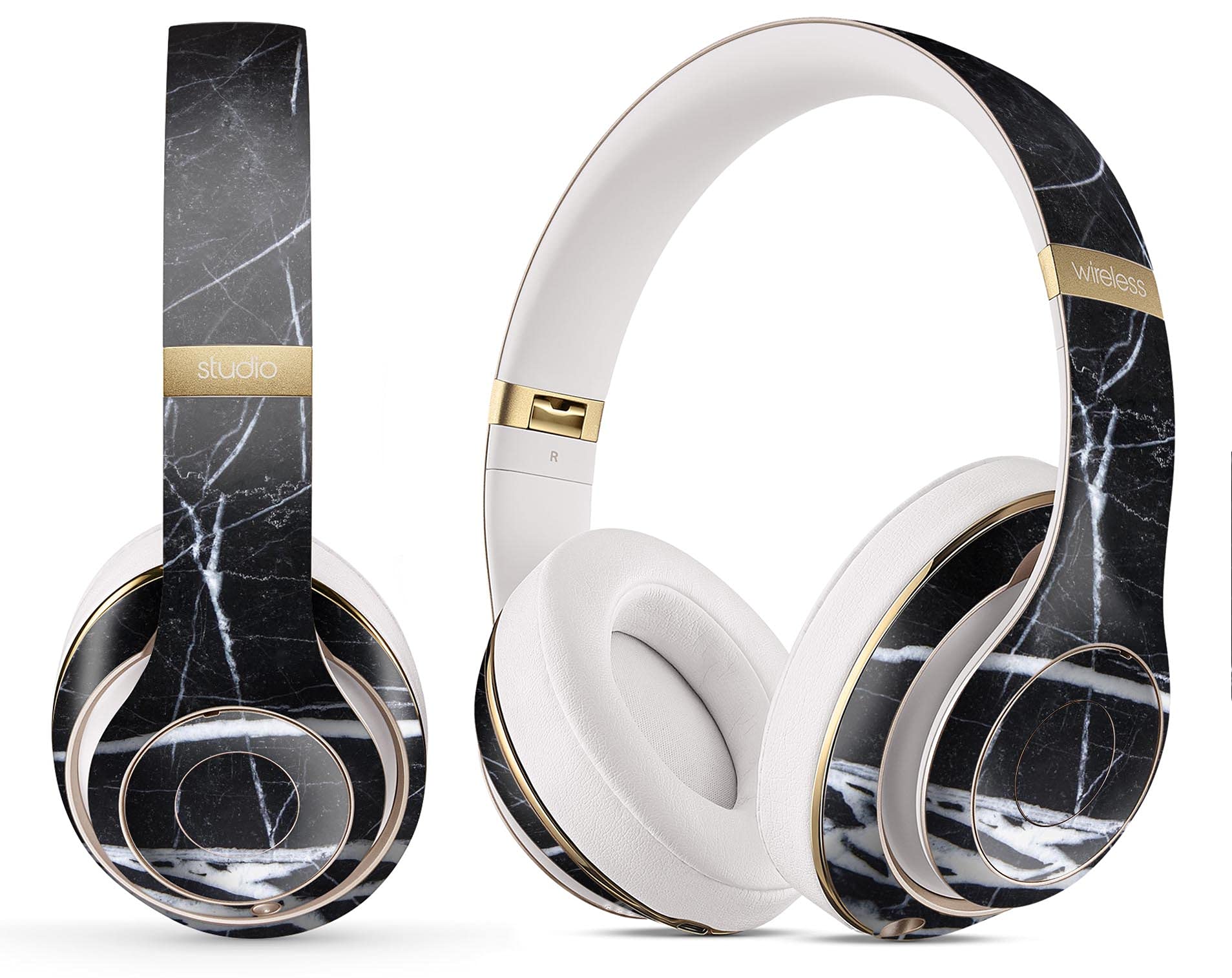 Design Skinz Natural Black & White Marble Stone Skin Decal Vinyl Full-Body Wrap Kit Compatible with The Beats by Dre Studio 3 Wireless