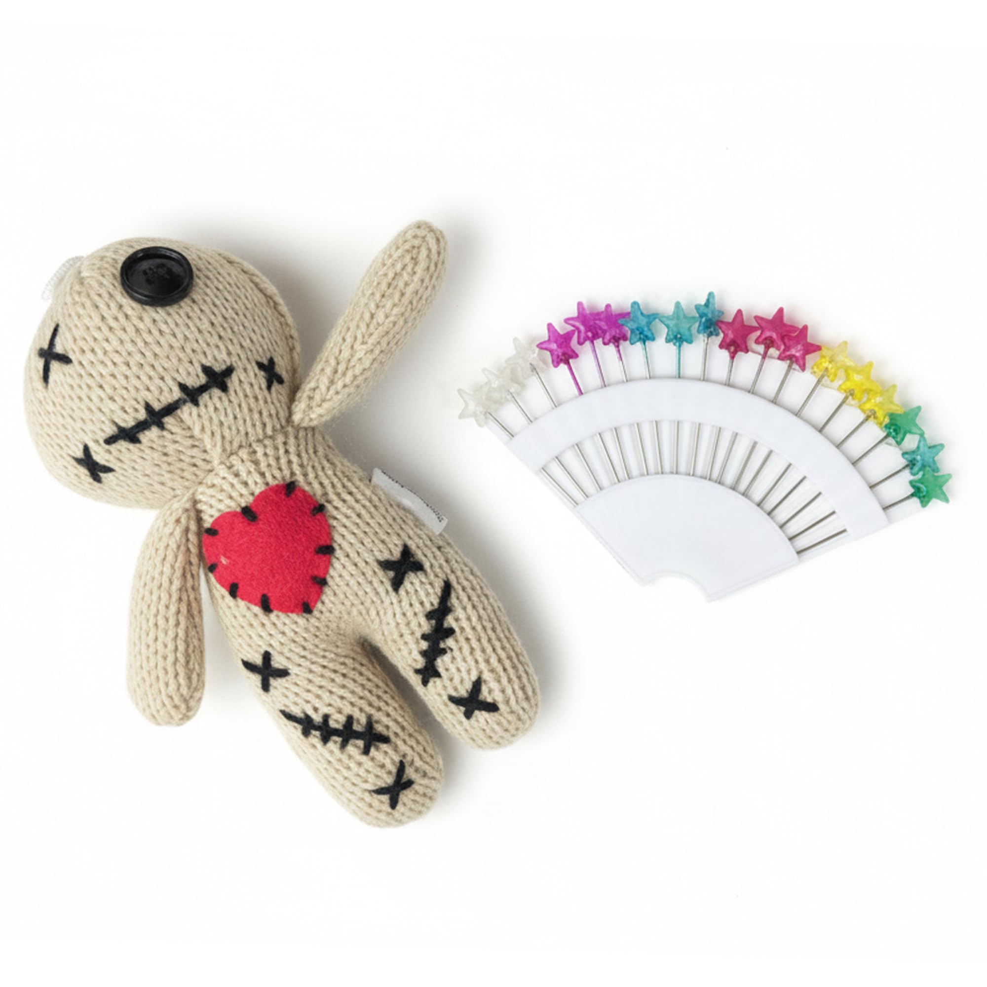 DKUUPEX Voodoo Doll with 18 Pins, Creepy Horror Plush Stress