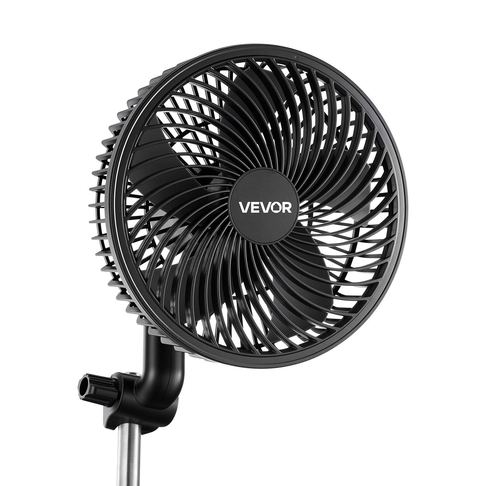 VEVOR Ventilateur de Culture à Pince, Ventilateur Oscillant pour Tente de Culture, USB-C, 9 Vitesses et Mode Cyclique, Oscillation 45° et 90°, pour Circulation de l'Air, Boîtier en ABS, Noir, Lot de 1