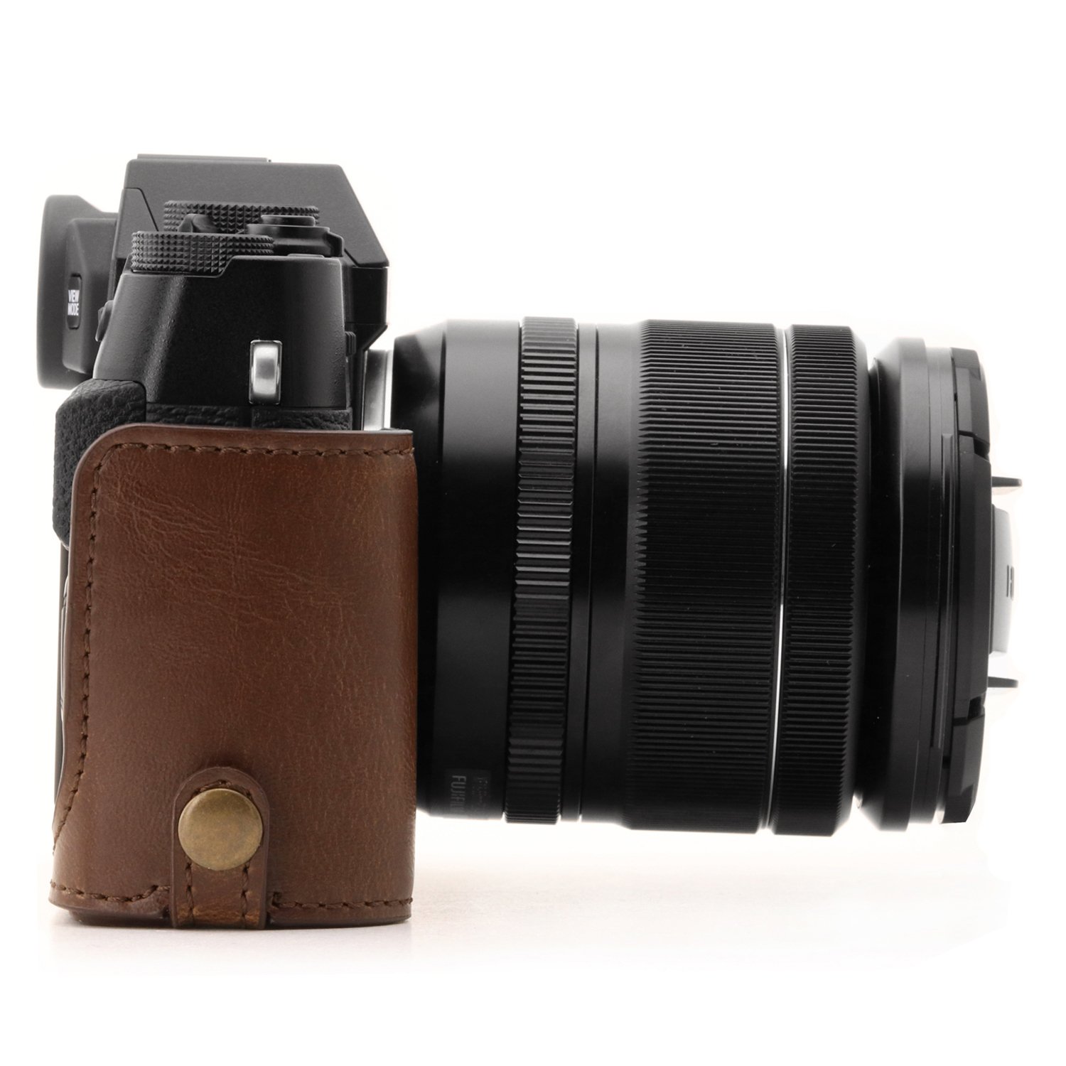 MegaGear MG958 Ever Ready skórzane etui na aparat i pasek kompatybilne z Fujifilm X-T30, X-T20, X-T10 - ciemnobrązowy
