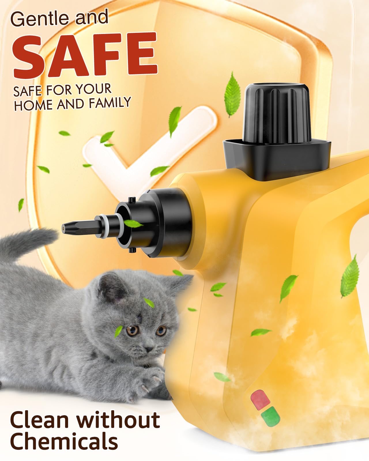 Limpiador a vapor, limpiador de vapor de mano a presión para el hogar, vaporizador natural multiusos con 9 accesorios para cocina, coche, muebles, baño, suelo, lechada y azulejos