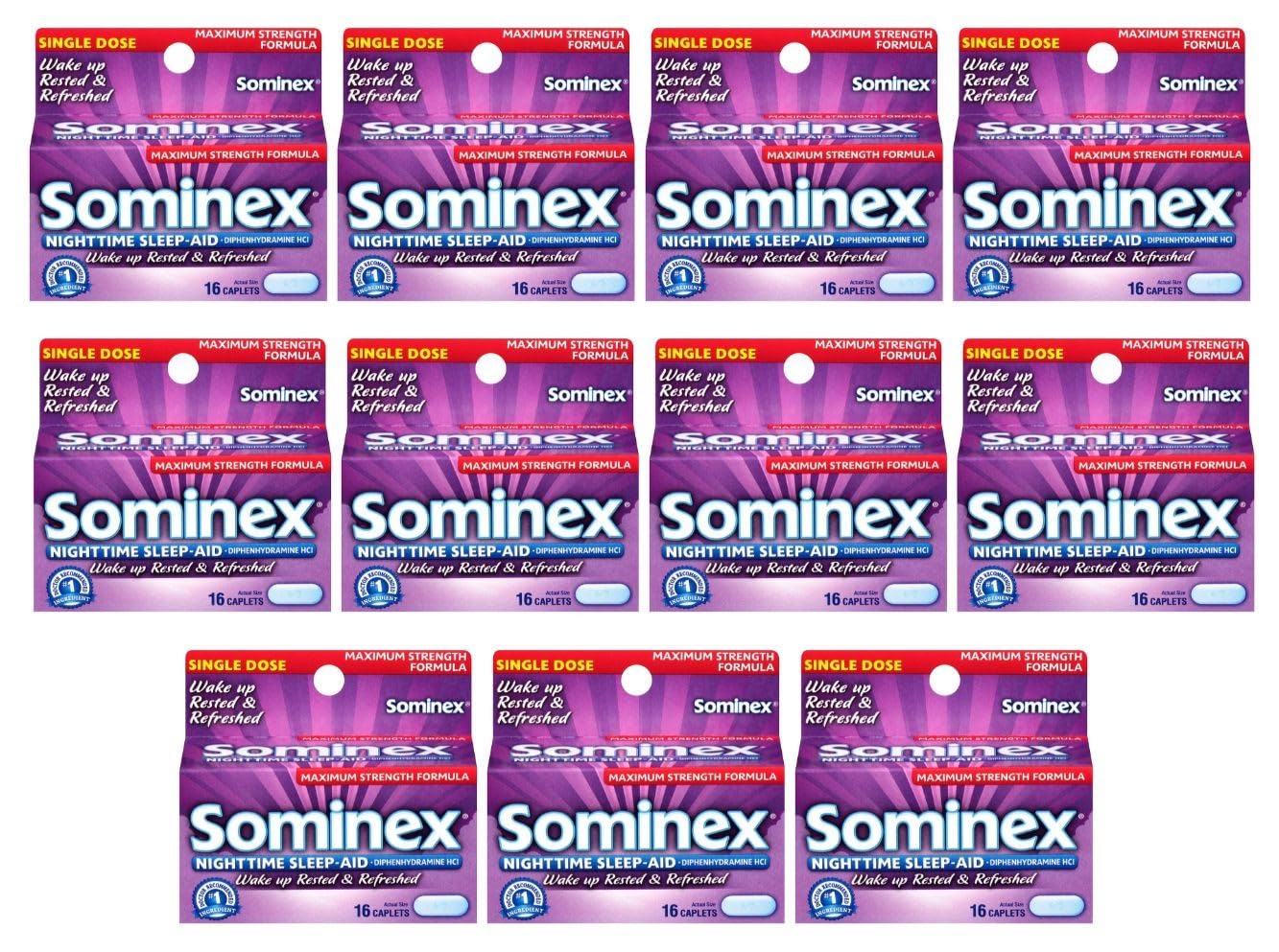 Nighttime Sleep-Aid Caplets, Maximum Strength, 16 ea (Pack of 11)