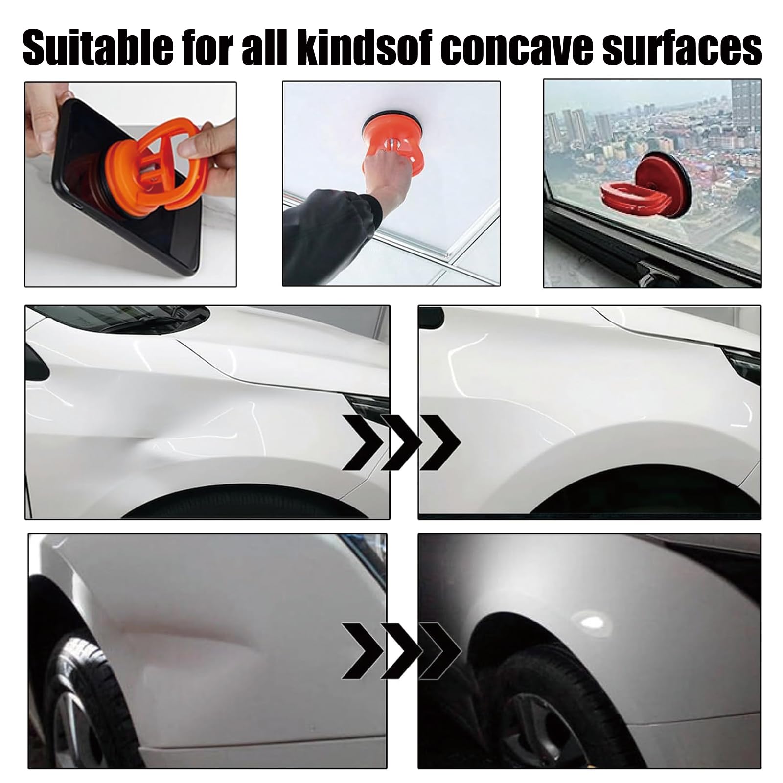 YcsRnn 3 Pack Car Dent Puller, Dent Removal Kit for Automotive Bodywork, DIY Dent Repair Tool with Suction Cups, Suitable for Smooth Surface Imperfections and Household Tasks - 5