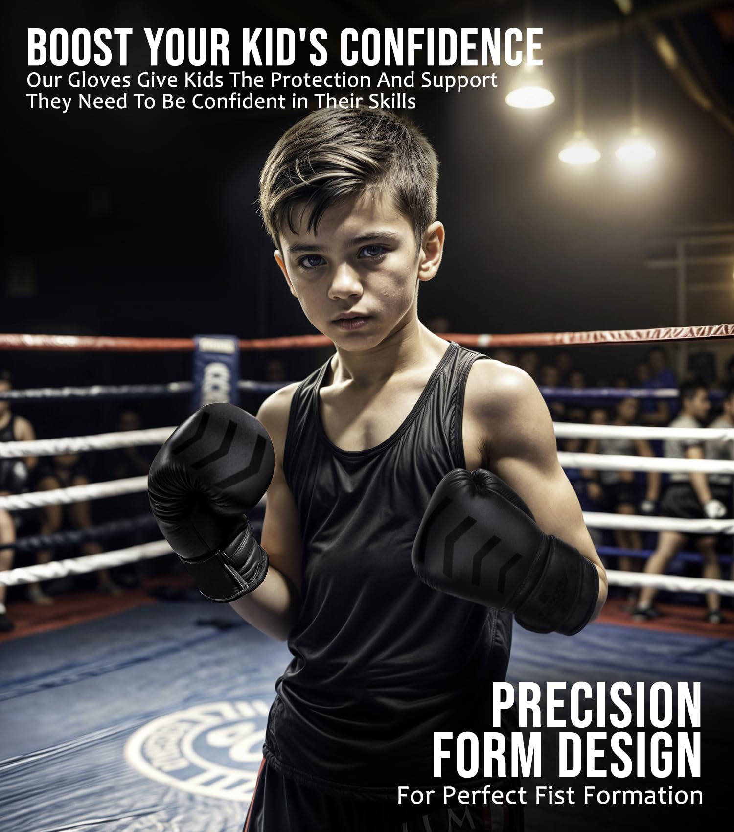 Exxact Sports Knockout Boxhandschuhe für Kinder (3–15 Jahre) mit gepolstertem Schutz und Handgelenkstütze, strapazierfähiges Kunstleder, Kinder-Boxhandschuhe für Sparring, Muay Thai und Boxen