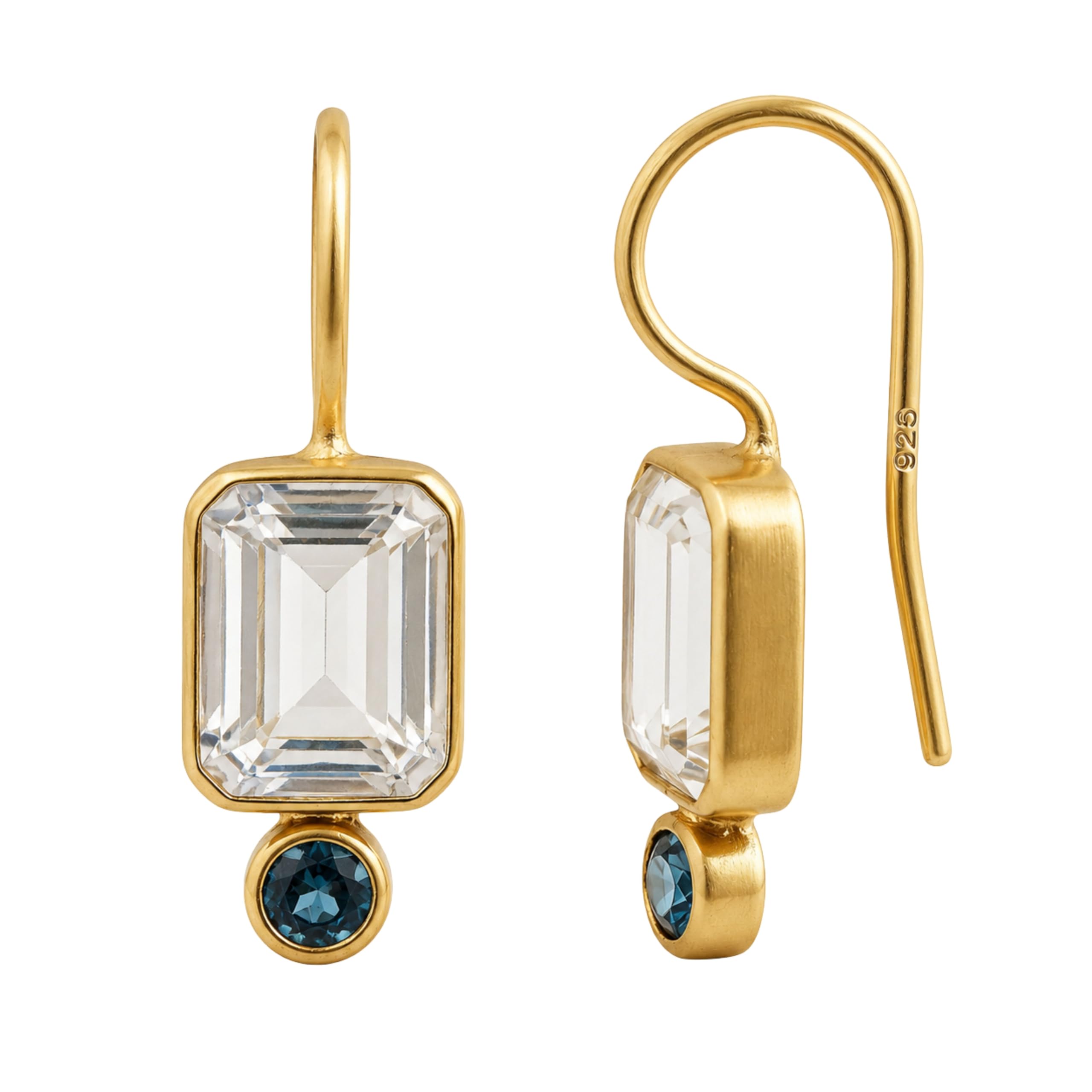 Orecchini Pendenti con Ametista Verde e Topazio Blu London | Argento Sterling 925 Placcato Oro Gioielli Raffinati con Pietre Naturali Design Elegante Donna - Stile Unico e Luminoso