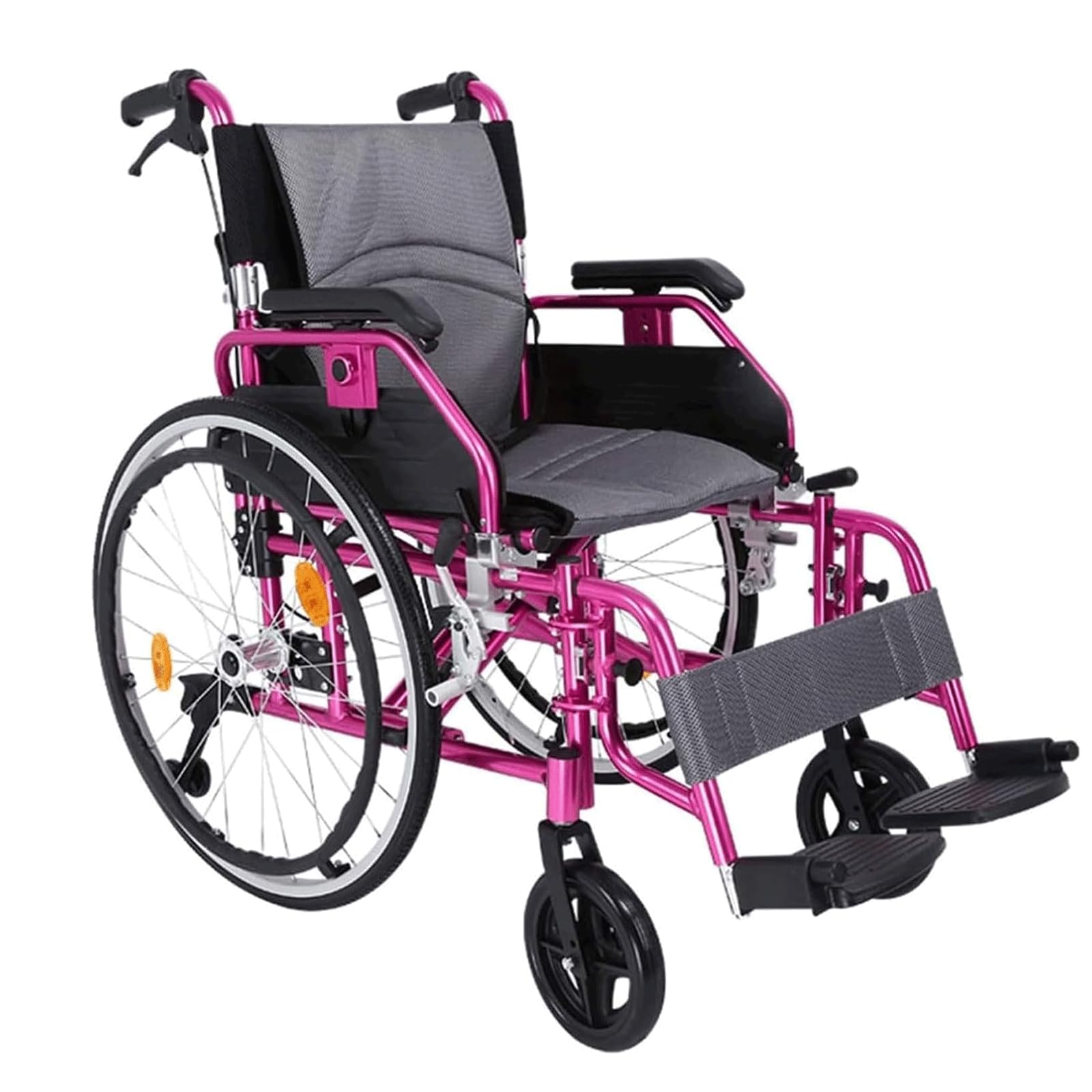 Silla de Ruedas Plegable Ultraligera Silla de Ruedas de Transporte Portátil Aluminio Deportes Silla de Ruedas Manual Autopropulsable/Red