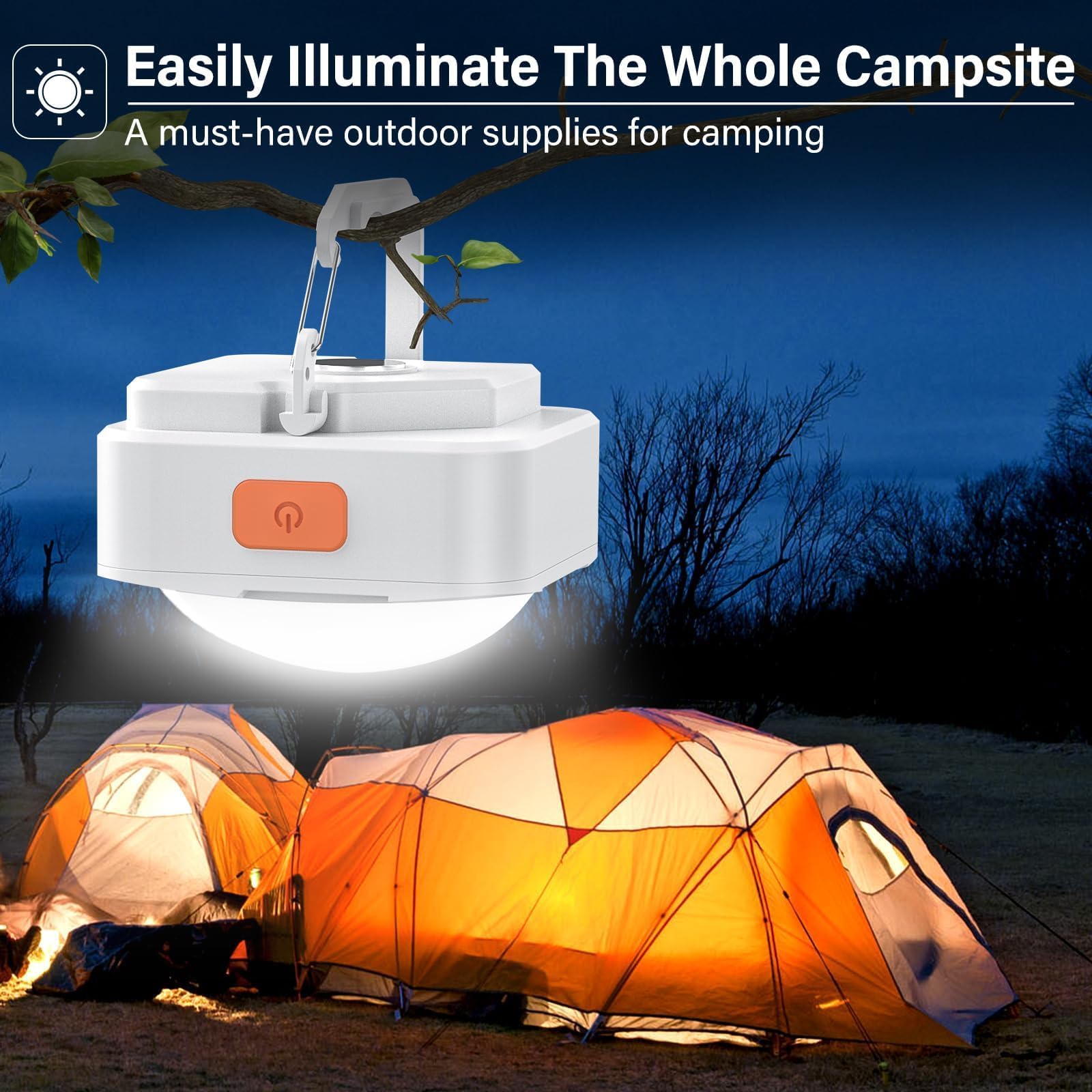 FLY2SKY de 6 luces recargables para tienda de campaña, mini linterna LED portátil, equipo de supervivencia, accesorios de camping para senderismo, mochileros, pesca, huracán, corte de emergencia