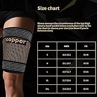 Vista 2 de Hamstring Compression Sleeves with Adjustable Straps - Copper Infused Thigh Sleeve Support for Running Recovery & Sports - Thigh Brace for Men &