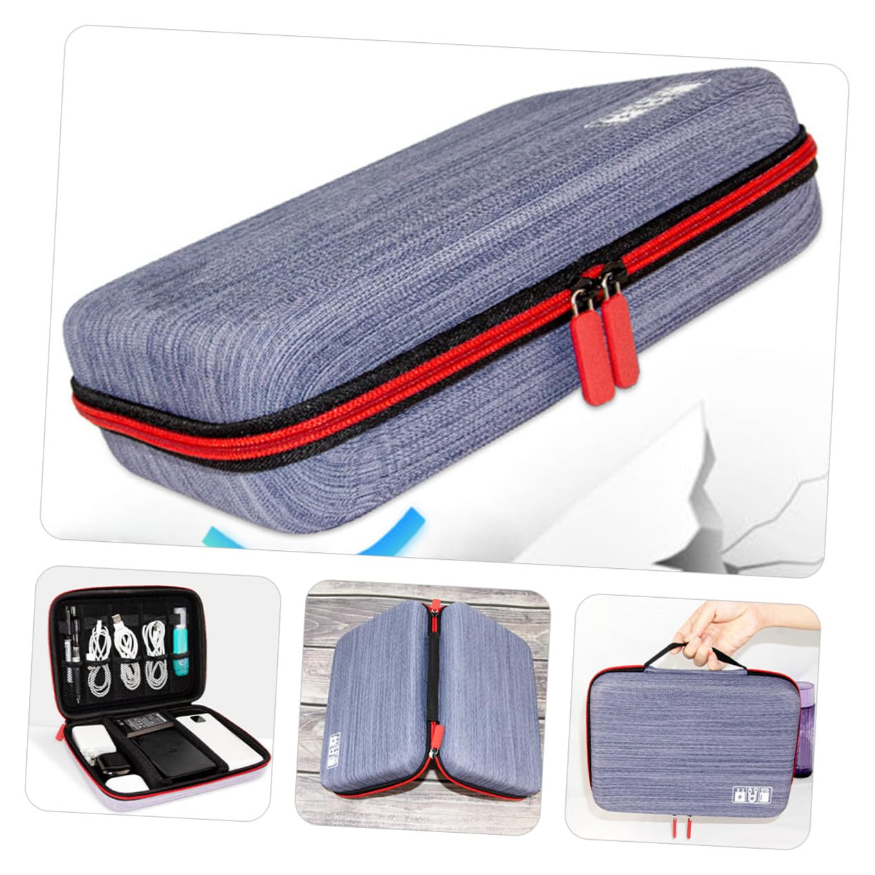 Bolsa Organizadora de Cables Ligera y Resistente al Agua Tela Oxford y Eva para Almacenamiento Electrónico y Accesorios Digitales