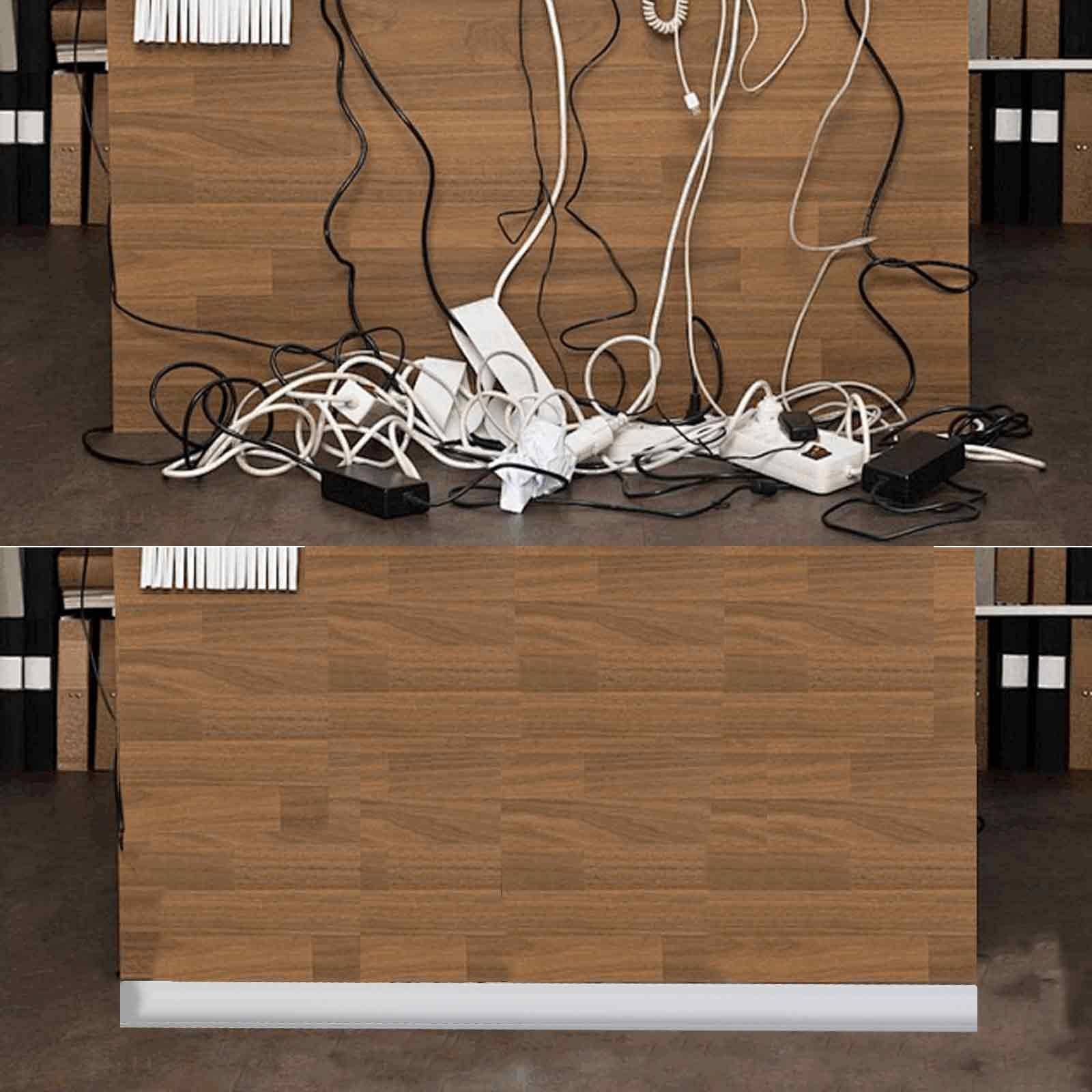 Pasacables Suelo, Protector de Cables para TV de Pared, Cubiertas de Suelo, Pasacable de Plástico, Reverso Autoadhesivo, Cubierta de Cable, Reductor Velocidad(Brown,200cm/79in)