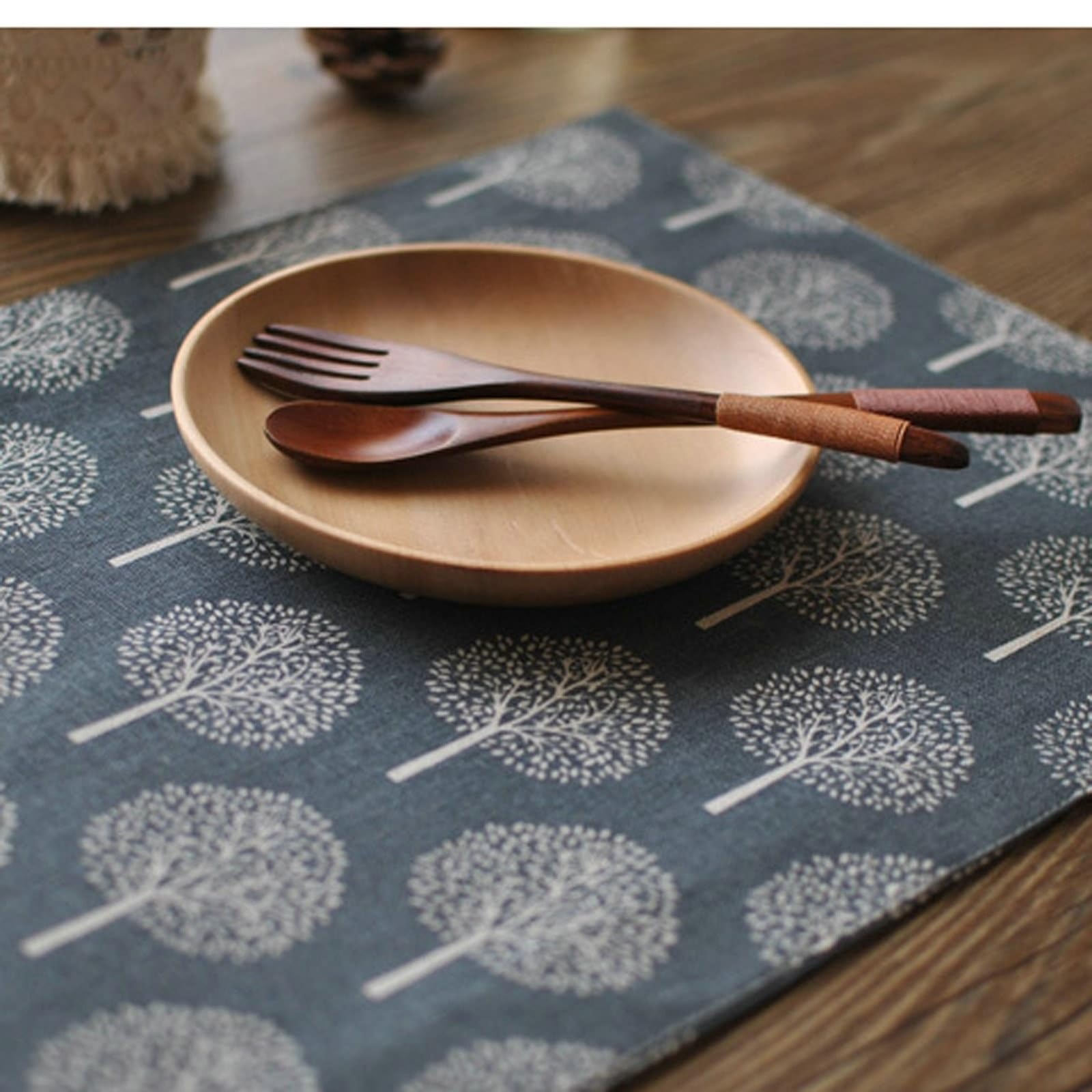 Lot de 8 sets de table style 2 rectangulaires avec motif d'arbre 30 x 40 cm pour cuisine et salle à manger
