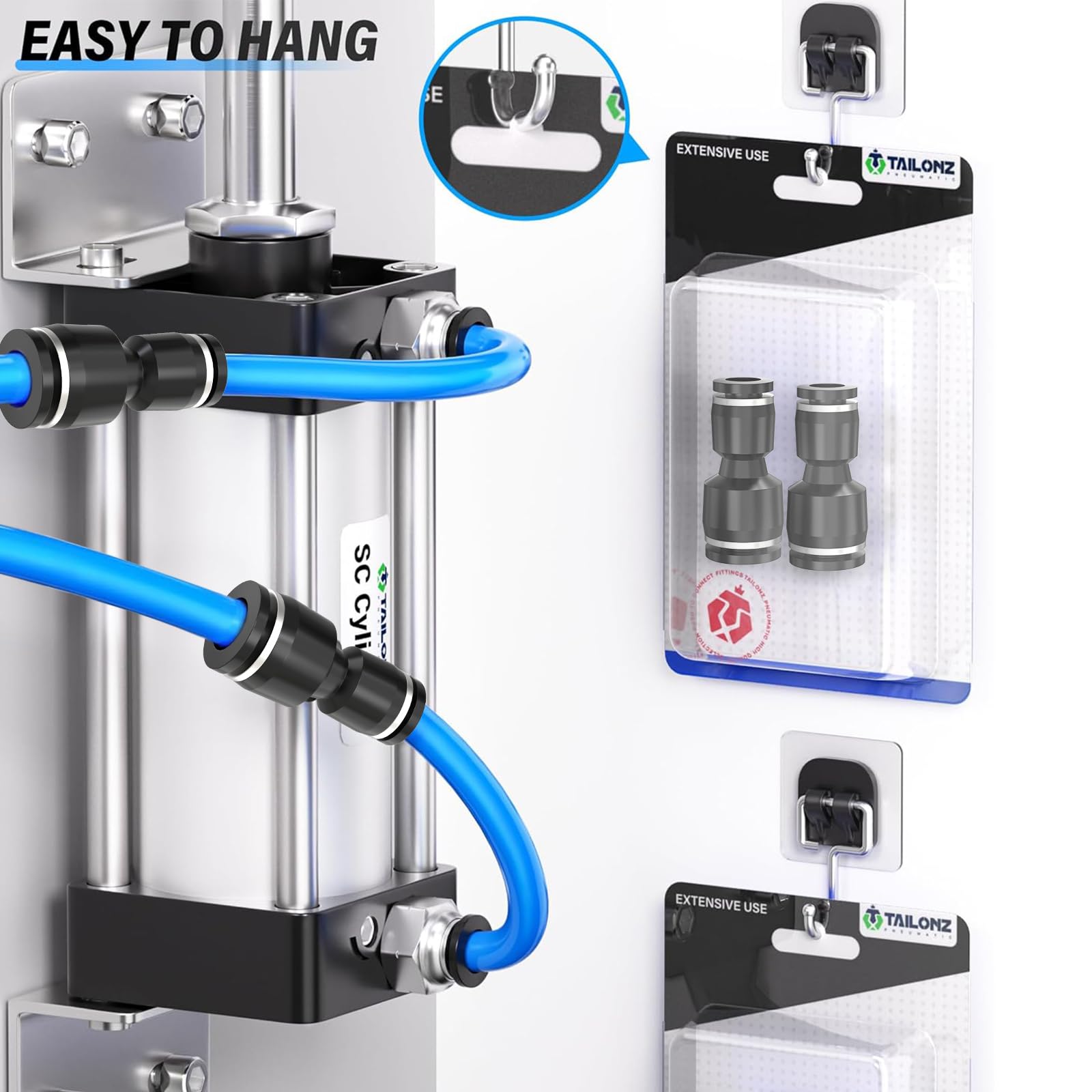 TAILONZ PNEUMATIC Riduzione diritta 12MM tubo OD x 8MM tubo OD tubo Raccordi a pressione PG12-8 (confezione da 10)