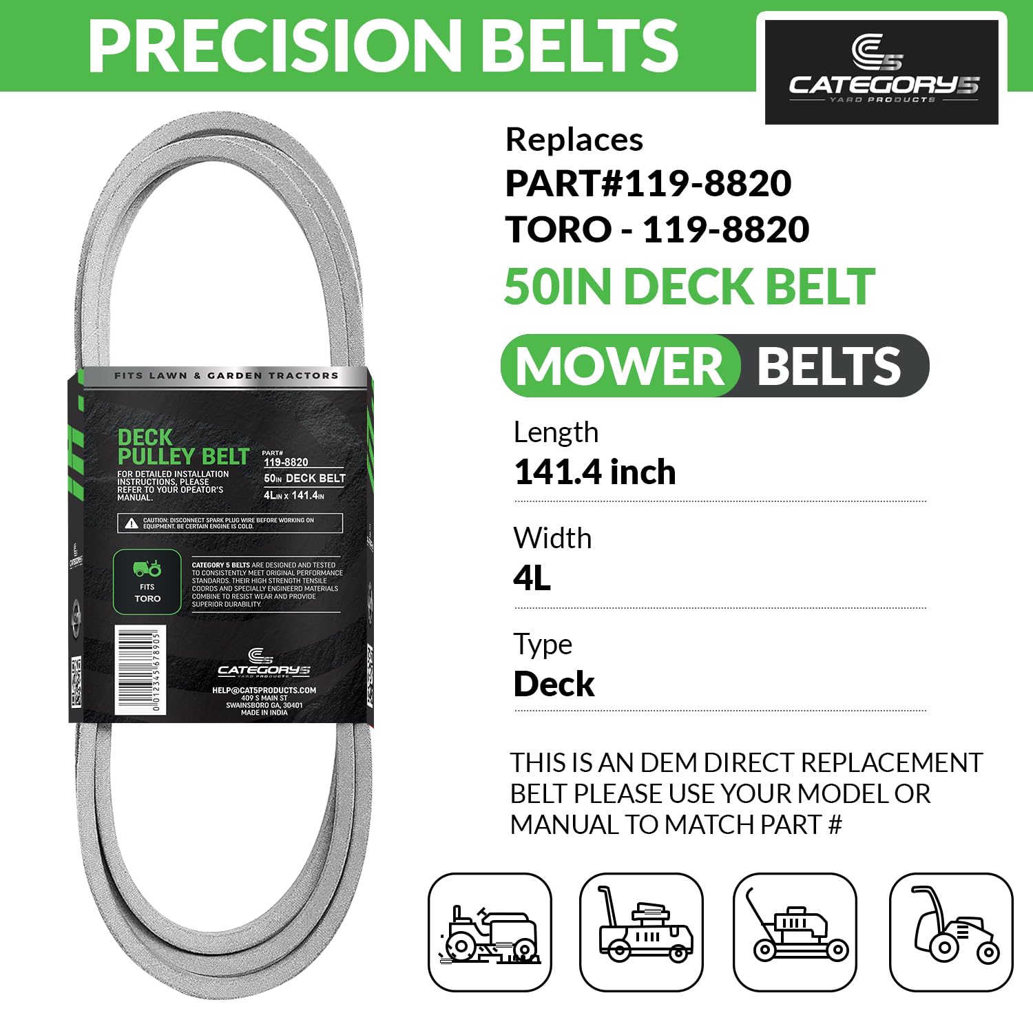 Timecutter Ss5000 Parts Replacement Lawn Mower Drive Deck Belt 119