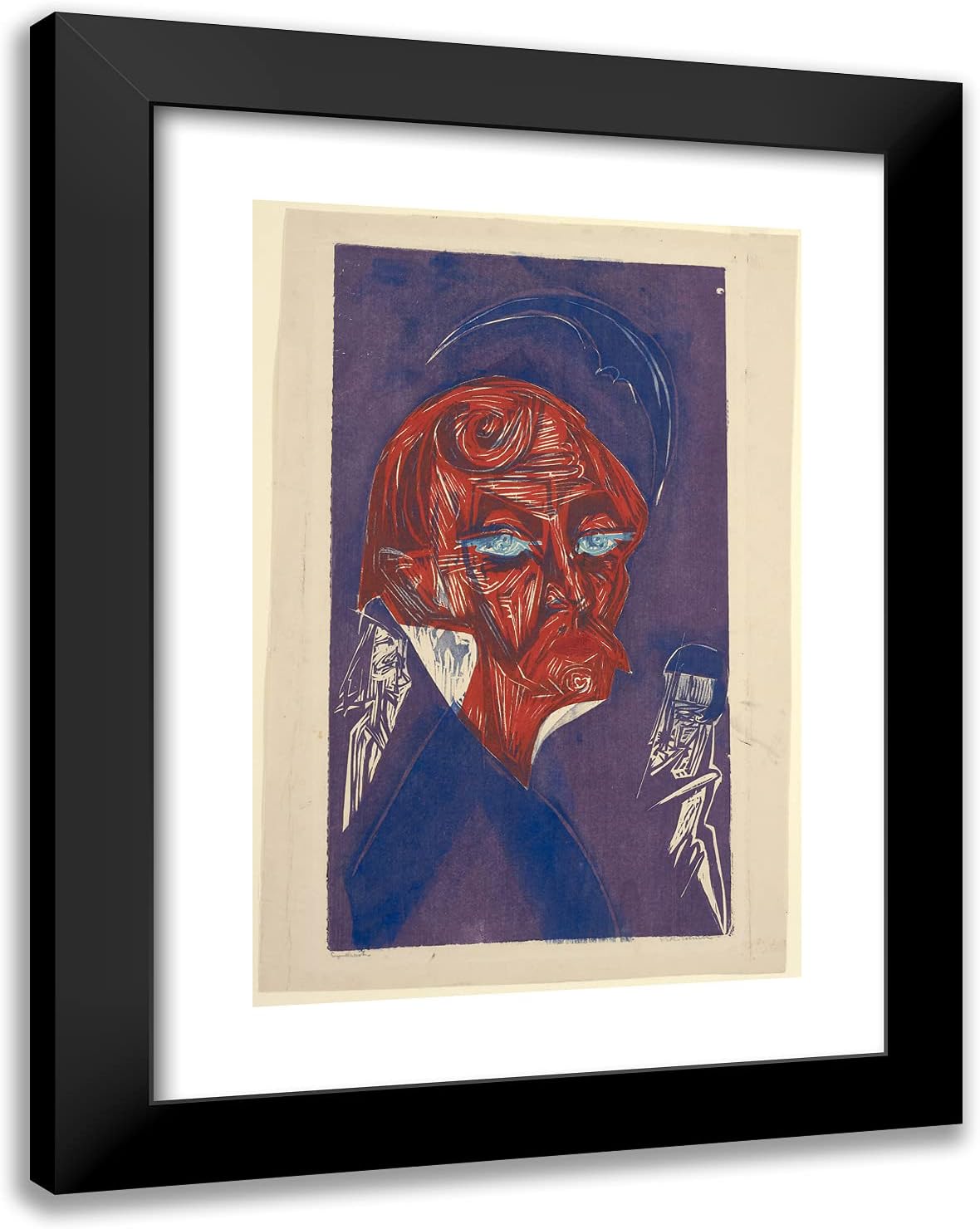 ArtDirect Ernst Ludwig Kirchner 19x24 Black Modern Framed and Double Matted Art Print Titled The Blond Painter, Stirner