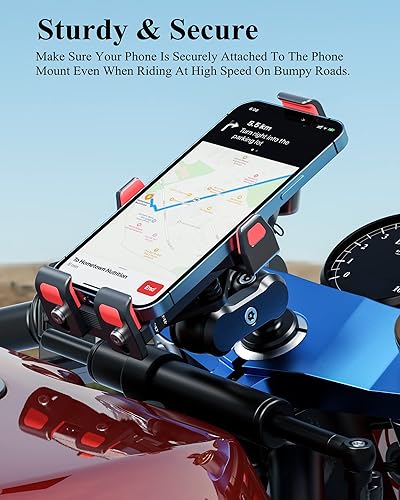 Miniatura 3 de BRCOVAN Soporte de teléfono para horquilla de motocicleta con amortiguador de vibraciones y bloqueo seguro de alta velocidad, antirrobo, aleación de
