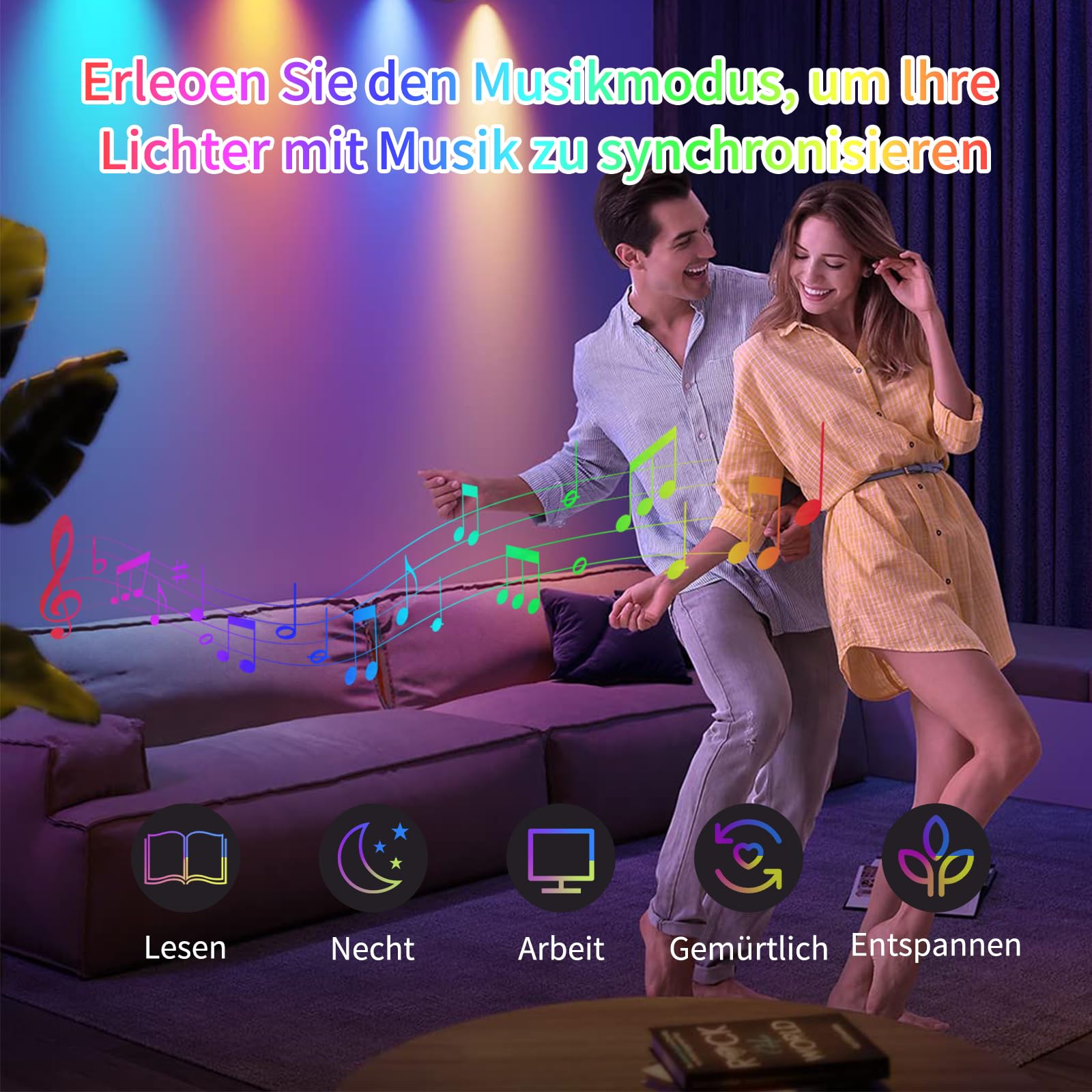 I-SHUNFA Bombilla Inteligente WiFi E27 RGB LED, Cambio De Color Con Sincronización De Música Lámparas, 10W, 12 Escenas, 16 Millones De Colores DIY, Trabajar Con Alexa Google Home App (3PCS)