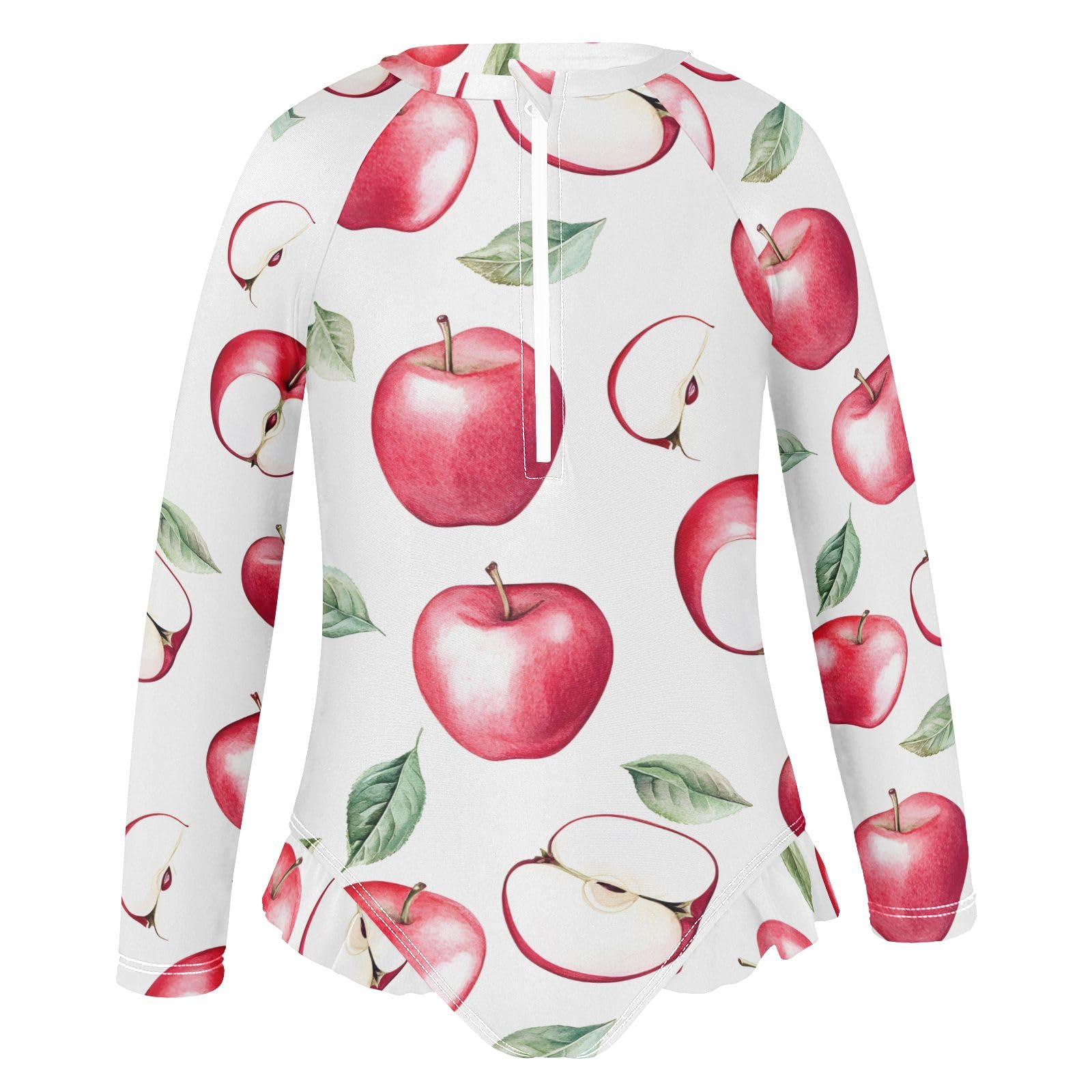 Toddler Swimsuit Girl Bathing Suit Swimwear Rash Guard Apples Fruits Long Sleeve 3T