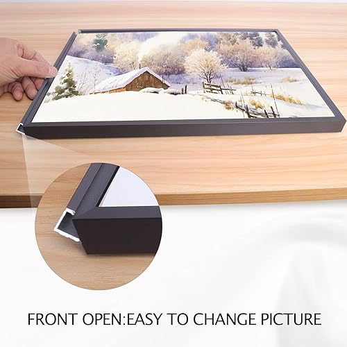 Miniatura 10 de Marcos para póster de 24 x 36 pulgadas, plexiglás, marco de aluminio negro, marco de carga frontal para pared (negro, 1 unidad)