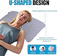 Vista 2 de Almohada para dormir de lado para dolor de cuello y hombros, almohadas de espuma viscoelástica tamaño King para dormir, almohada curvada ajustable