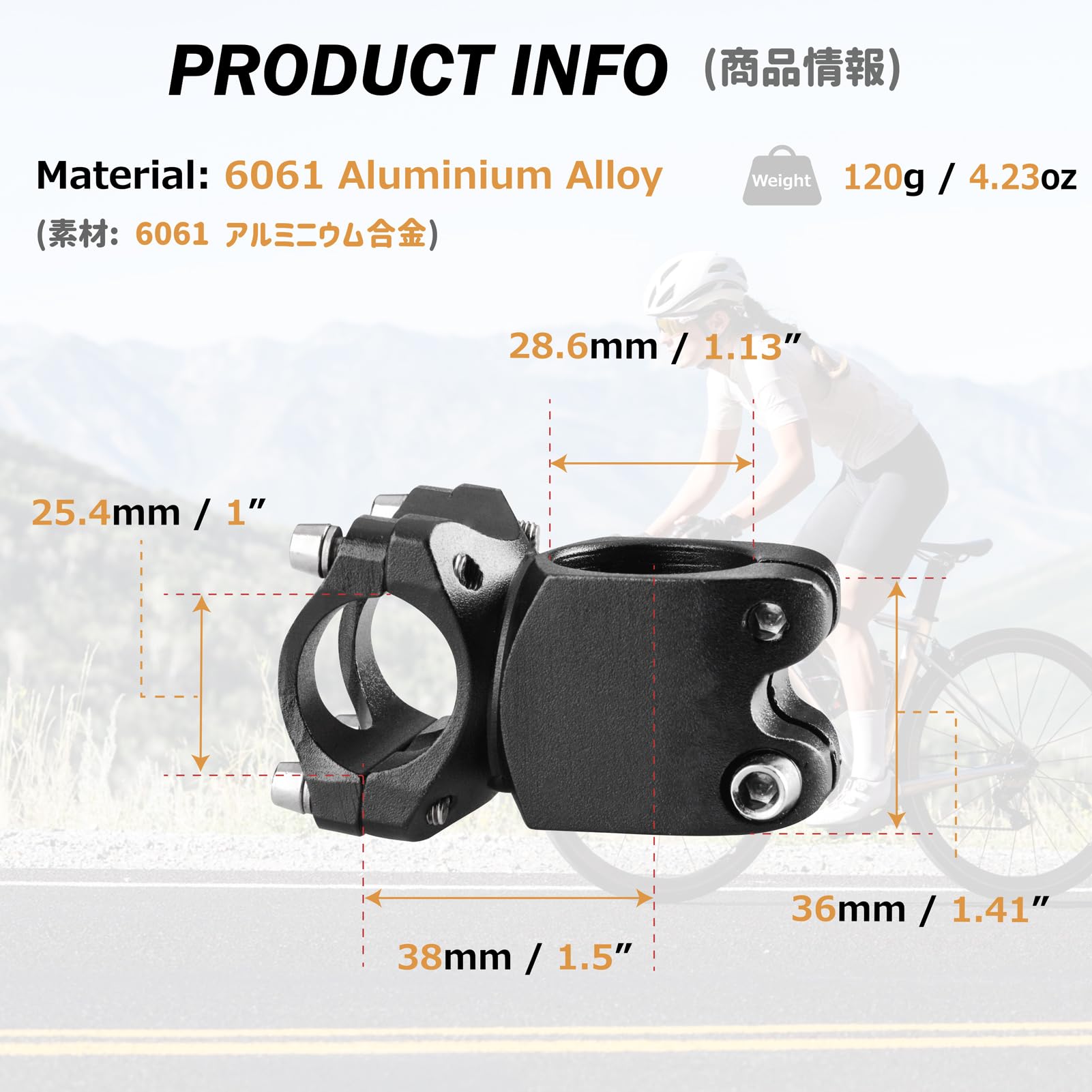 Azarxis Potence ze stopu aluminium, kierownica roweru górskiego 31,8 mm 40 mm, uchwyt kierownicy rowerowej do większości rowerów szosowych
