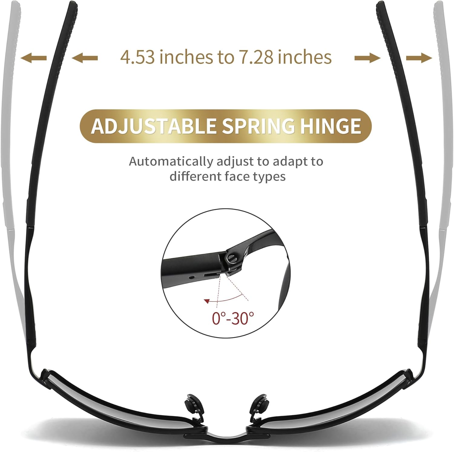 SUNGAIT Ultra-Lightweight Polarized Sunglasses Men for Driving Fishing Golf, Rectangular Metal Frame with Spring Hinge - Image 4