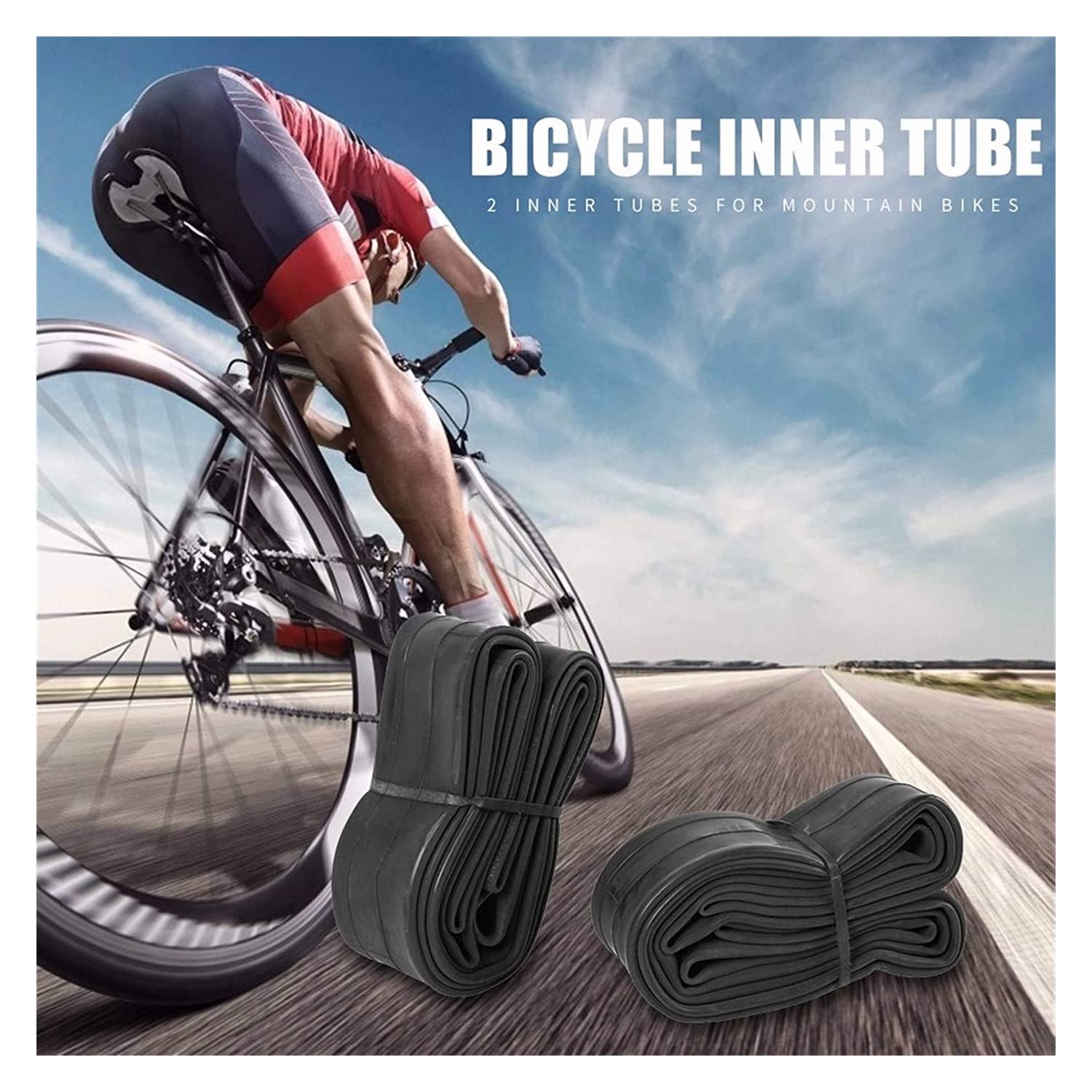 Dętka rowerowa, 2 sztuk/zestaw dętka zawór opony rower MTB AV opona guma butylowa pył przenośny części rowerowe (26x1.75)