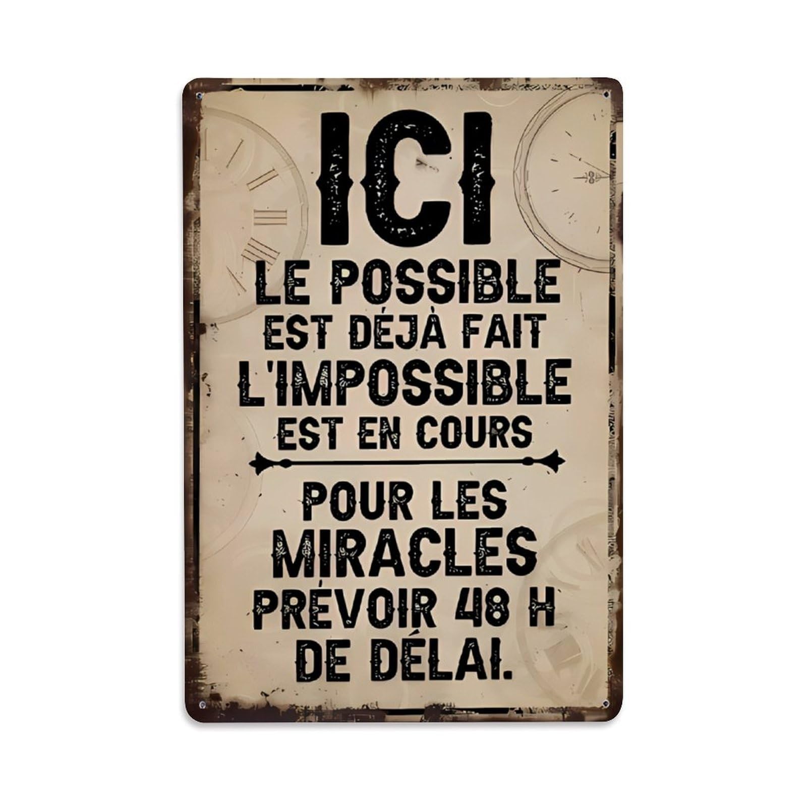 Ldfuieksufg Style French Miracle Inspirational Quote Vintage Wall Sign Vintage Aluminium Metal Sign, Retro Wall Decor For Home, Bar, Garage & Farmhouse 30X20cm