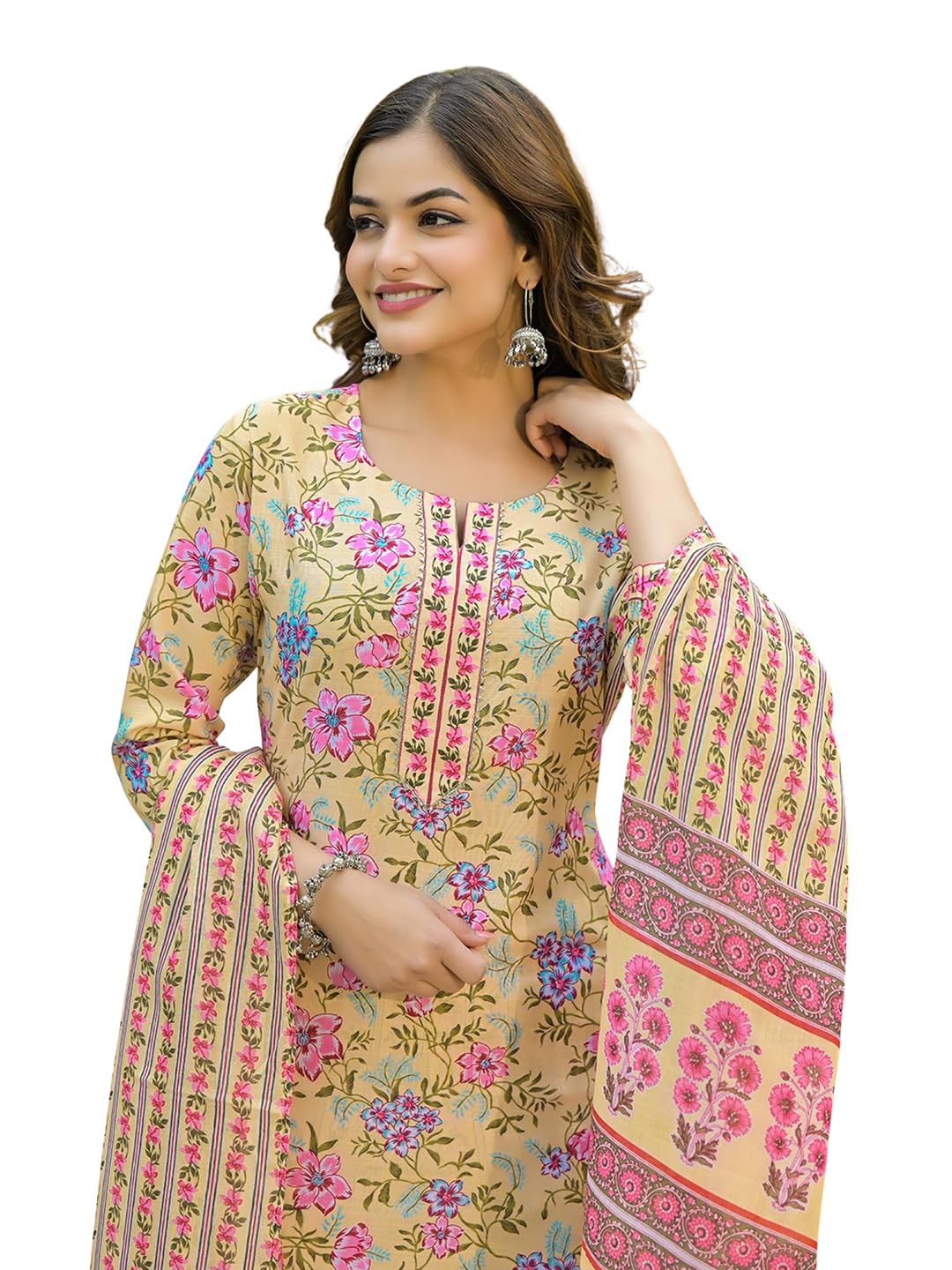 vaamsi Women's Yellow Rayon Blend Floral Straight Printed Kurta Pant With Dupatta Set | Straight Kurta Set | Printed Salwar Suit For Women-picture-17