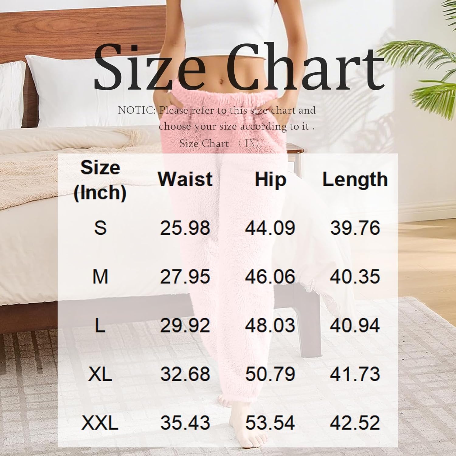 Fuzzy Pajama Pants Women Loose Elastic Waist Plus Sherpa Fleece Pajama Bottoms Solf Cozy Lounge Pants with Pockets