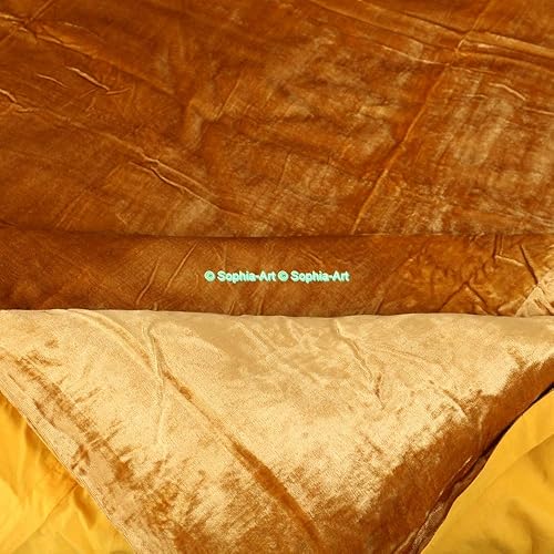 Miniatura 8 de Sophia Art - Juego de cama de terciopelo de rayón de 3 piezas, estilo bohemio, funda de edredón de un solo color, funda de colcha (dorado, tamaño