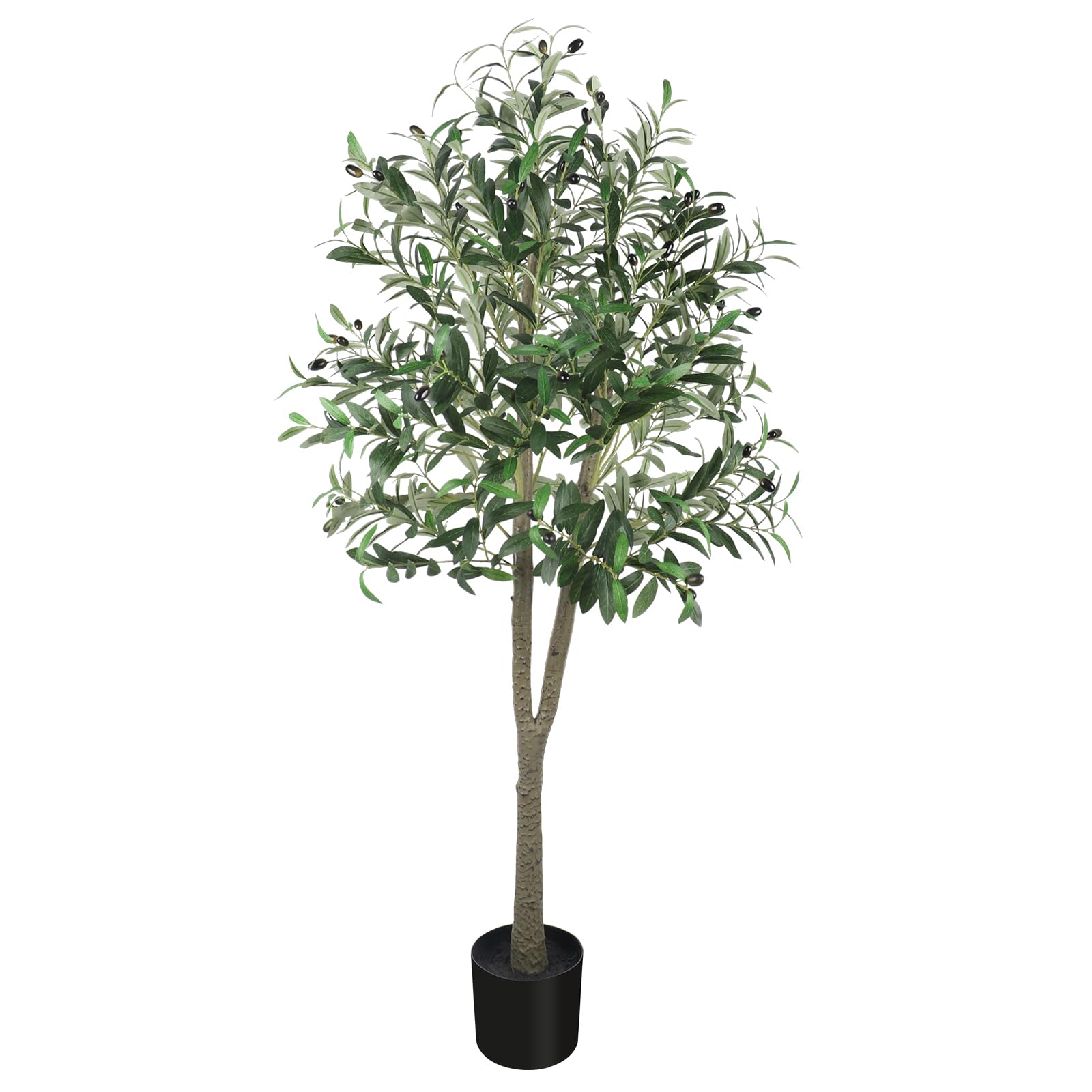 YOLEO 5FT Artificial Olive Tree Faux Silk Olive Plant with Lifelike Leaves Fake Tree for Home Office Indoor Decor (Style 2)