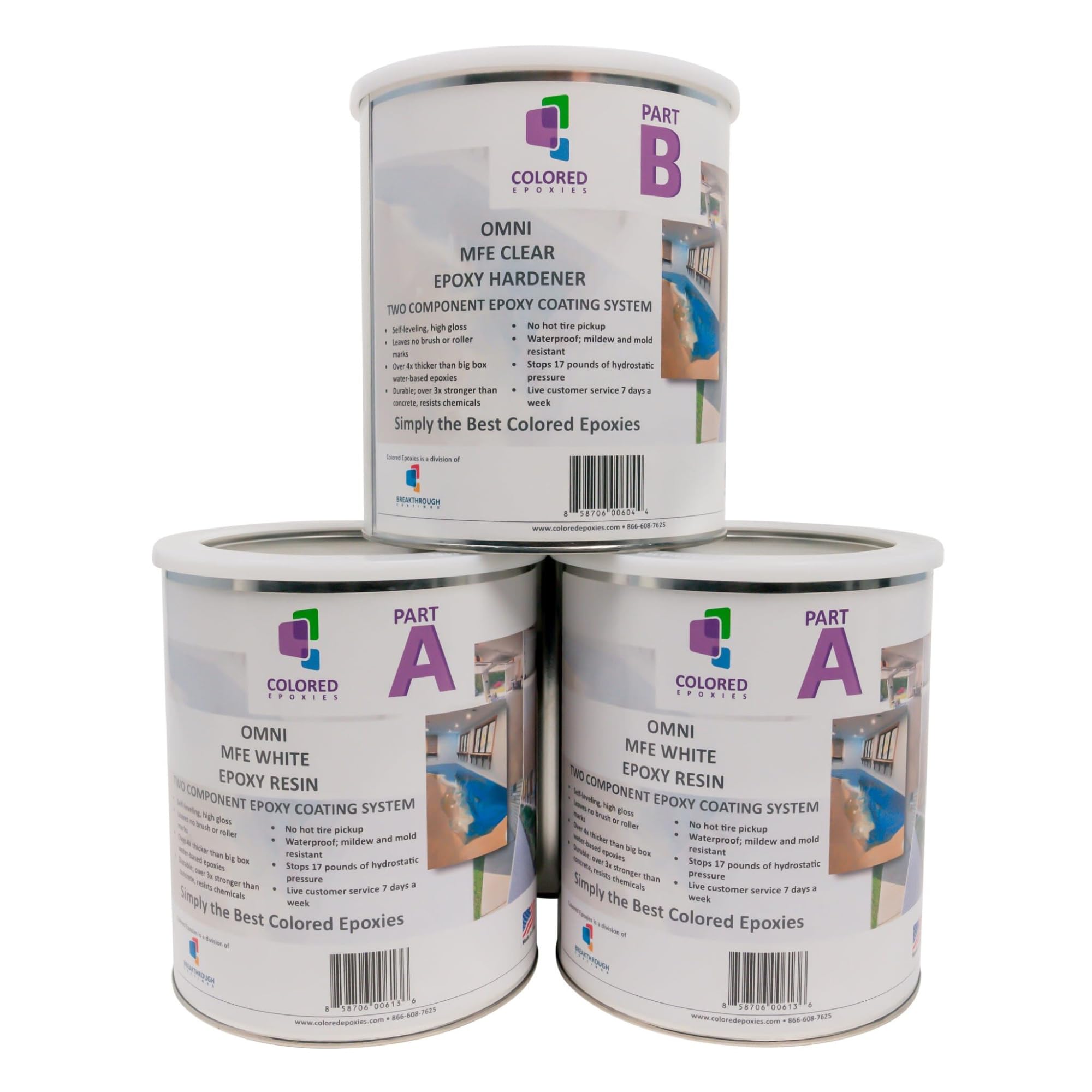 Colored Epoxies 10025 White Garage Floor Epoxy Kit, 3 Epoxy Resin Gallon