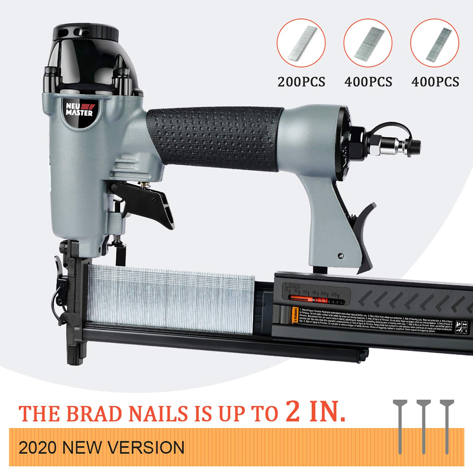 Pneumatic Brad Nailer, NEU MASTER 2 in 1 Nail Gun Staple Gun Fires 18