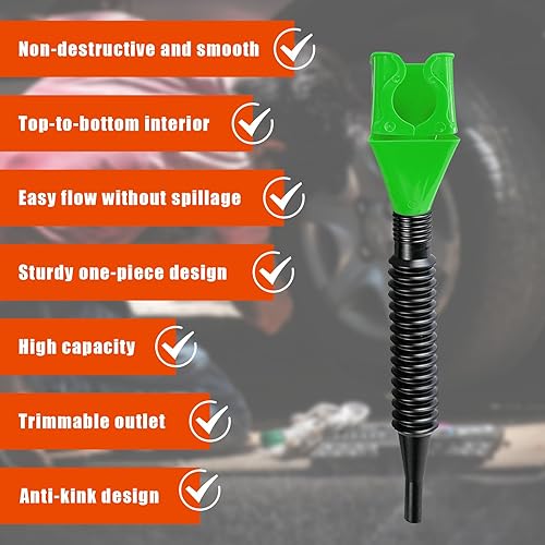 Miniatura 5 de Embudo de plástico flexible de drenaje para automóvil, 2 unidades, embudo de combustible de boca ancha con asa, embudo de aceite retráctil