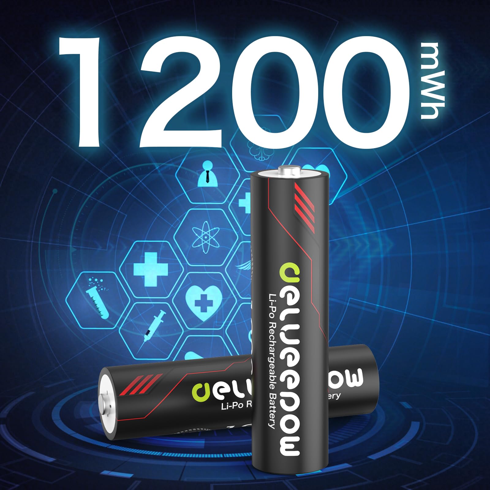 Piles AAA Rechargeable 1,5V 1200mWh Haute Capacité,Lot de 8 Pile Rechargeable AAA avec Chargeur 1500 Cycles