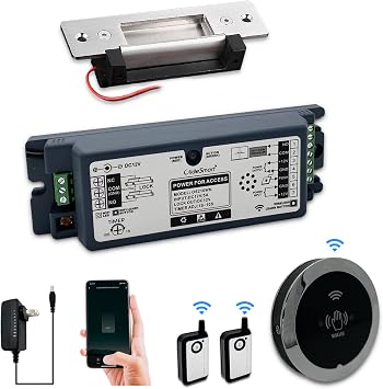 Olideauto Door Entry Locking System,Compatible with Alexa,Google,Phone App,Hand Free Door Access Control Kit,Smart WiFi Built in Receiver+Electric Strike+Touchless Wave Hand Sensor+FoB Keys