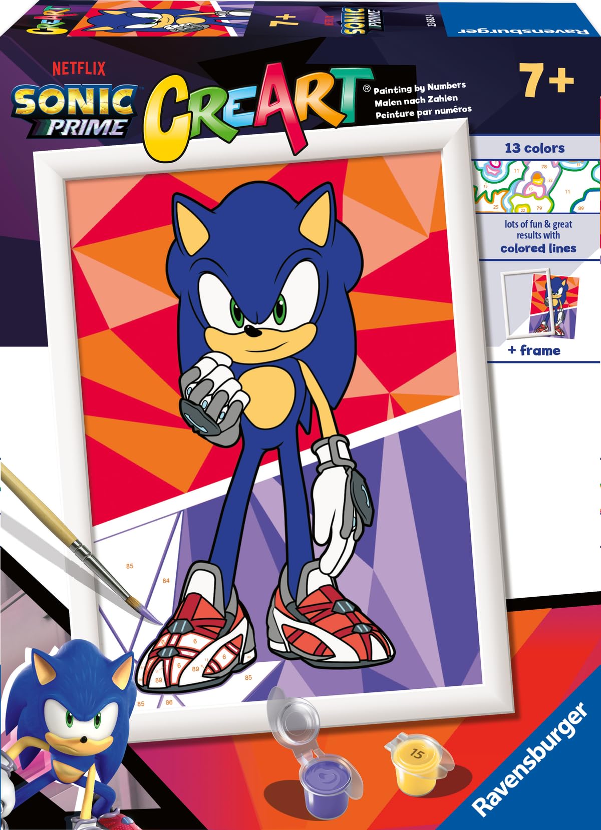 Ravensburger - Creart Serie D Sonic Prime | Kit Pittura Bambini | Dipingere Con I Numeri Include Tutto Il Necessario | Giochi Bambini 9 Anni O Più | Creart 9 Anni