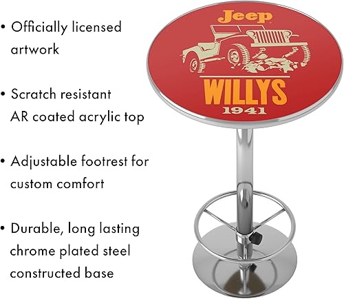 Miniatura 4 de Trademark Gameroom Red Jeep Willys Bar Table with Footrest