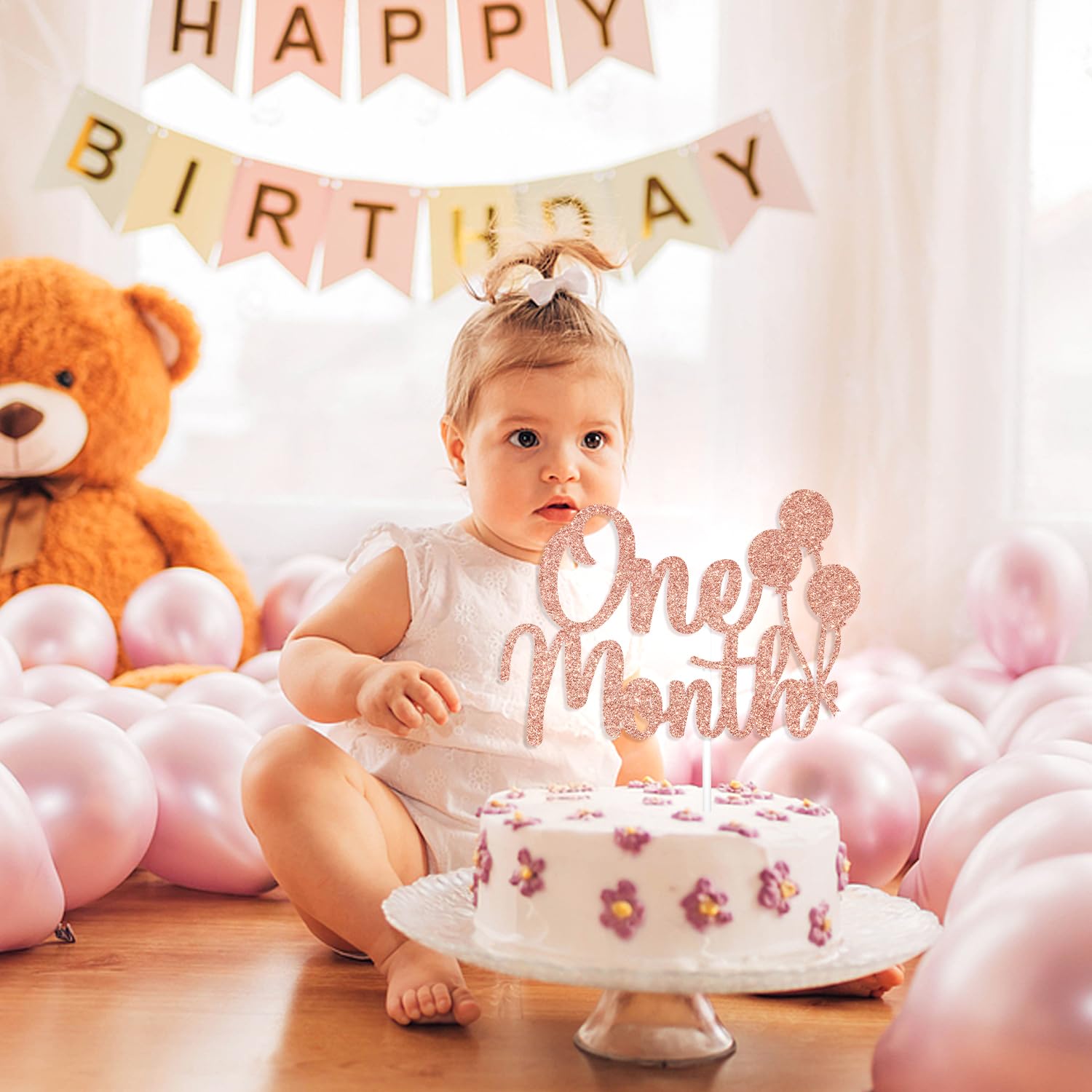 Wooden "One" Cake Topper - Happy Birthday, Baby Shower, Anniversary Party Decoration