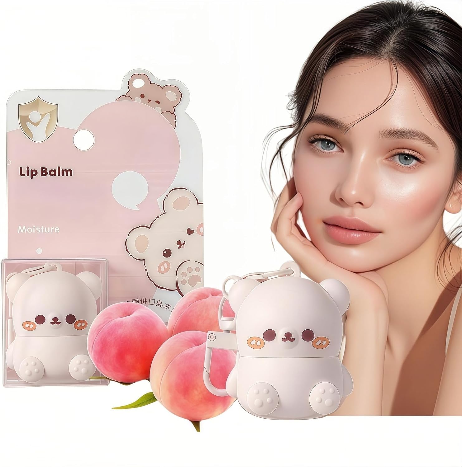 2 in 1 Keychain Bear Lip Balm,Keyring Lip Balm,Cute Bear Keychain Lip Bal/m,Portable Lightweight Lip Bal/m,Moisturizing and Refreshing Li/p B/alm,Mini Li/p B/alm,L/ip Ba/lm Gloss,L/ip Products