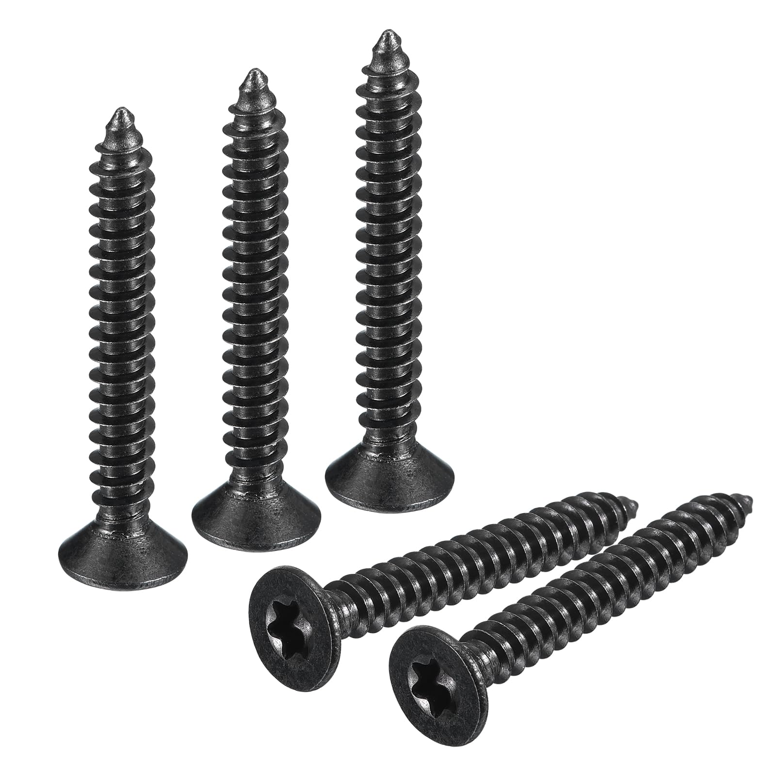 QUARKZMAN #8 x wkręty do drewna torx/gwiazda, 50 sztuk stali nierdzewnej 304, pełny gwint, powlekane na czarno, samogwintujące, pasują do bitów T20 do drewna, miękkiego metalu