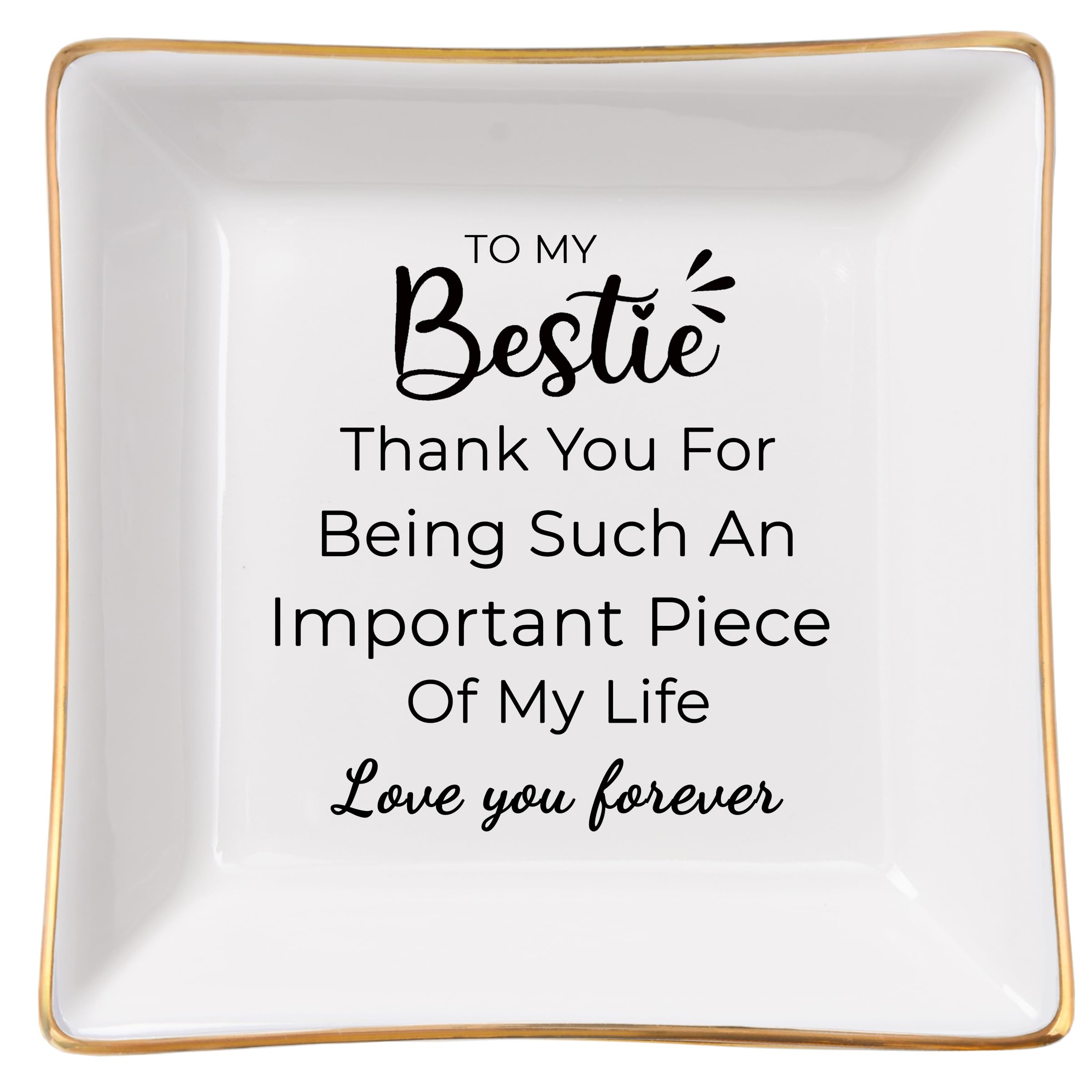 Best Friend Jewelry Dish - "Side By Side" Ceramic Trinket Tray, Long Distance Friendship Gift